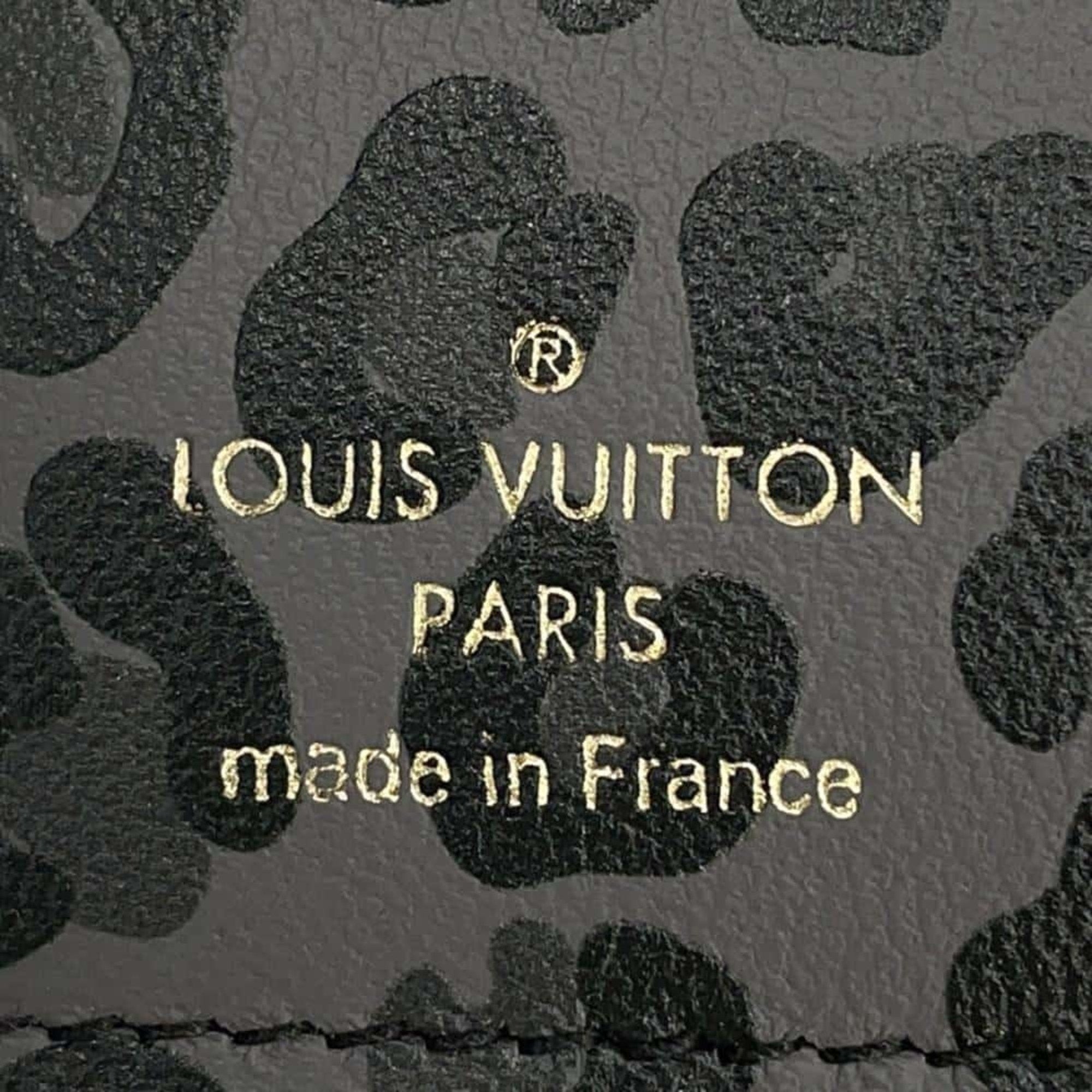Louis Vuitton Tri Fold Wallet Taurillon Leather Leopard Portefeuille Capucines Compact M80795 Black