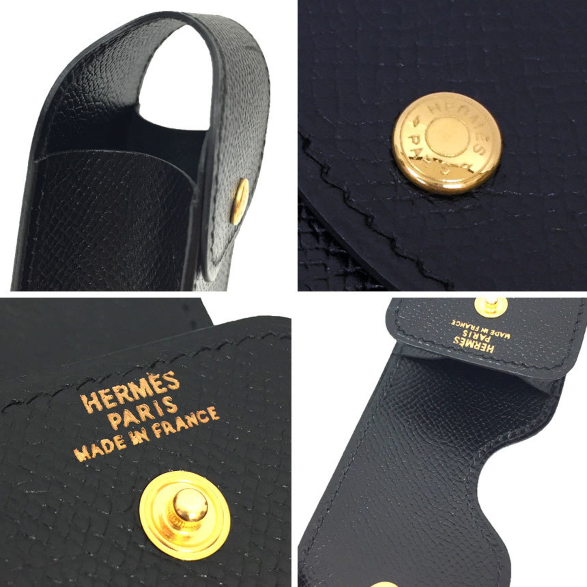 Hermes Leather Multi Case Black B Marked Pouch