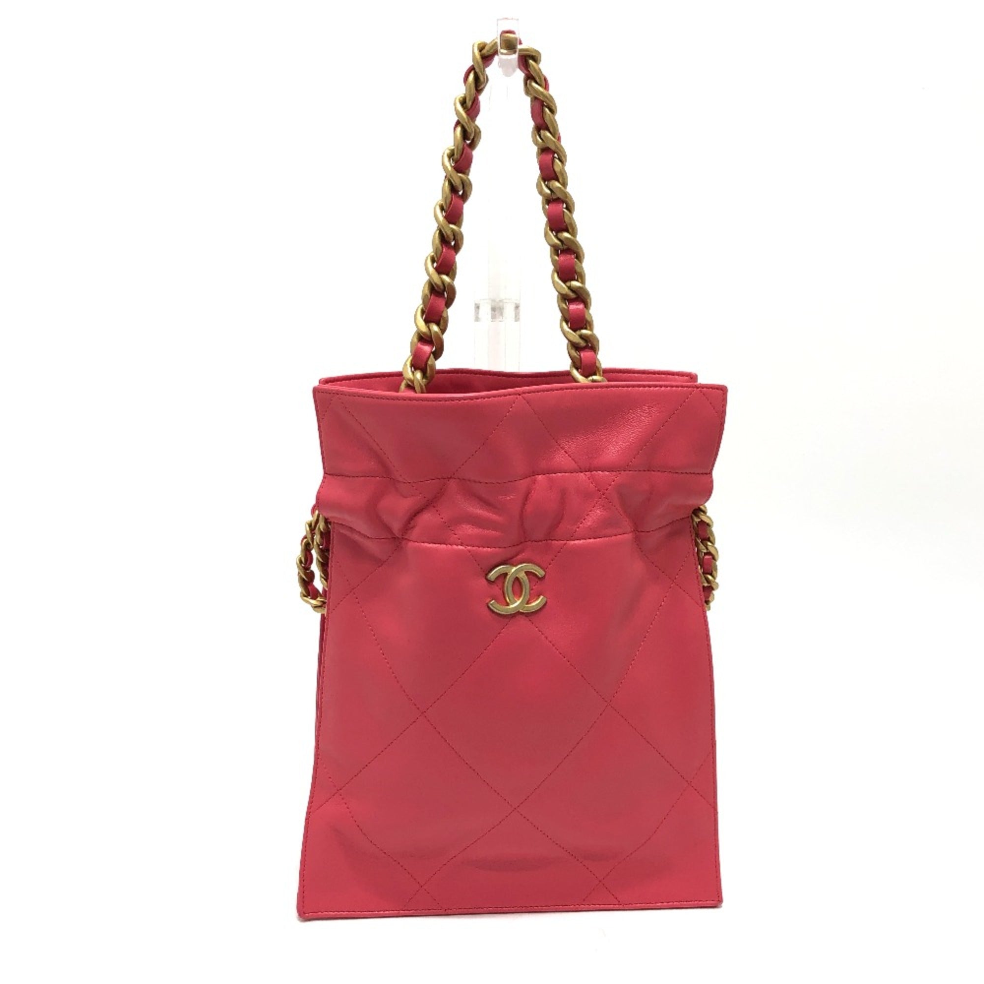 Chanel Chain Hand Bag Pink Gold Hardware
