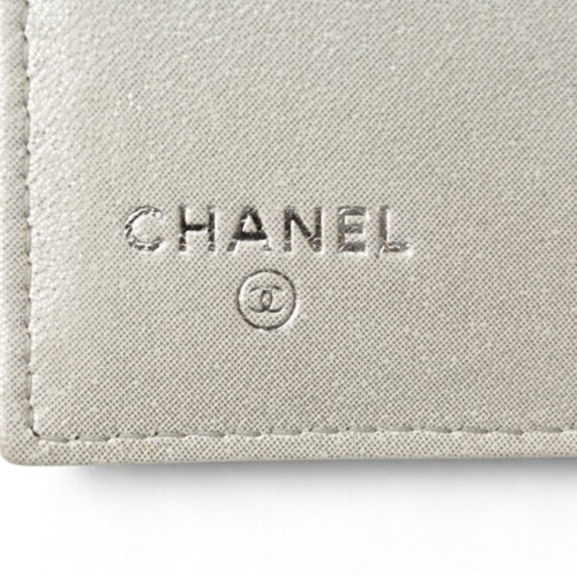 Chanel Wallet Chanel Folding Double Camellia Embossed Black Silver 7422