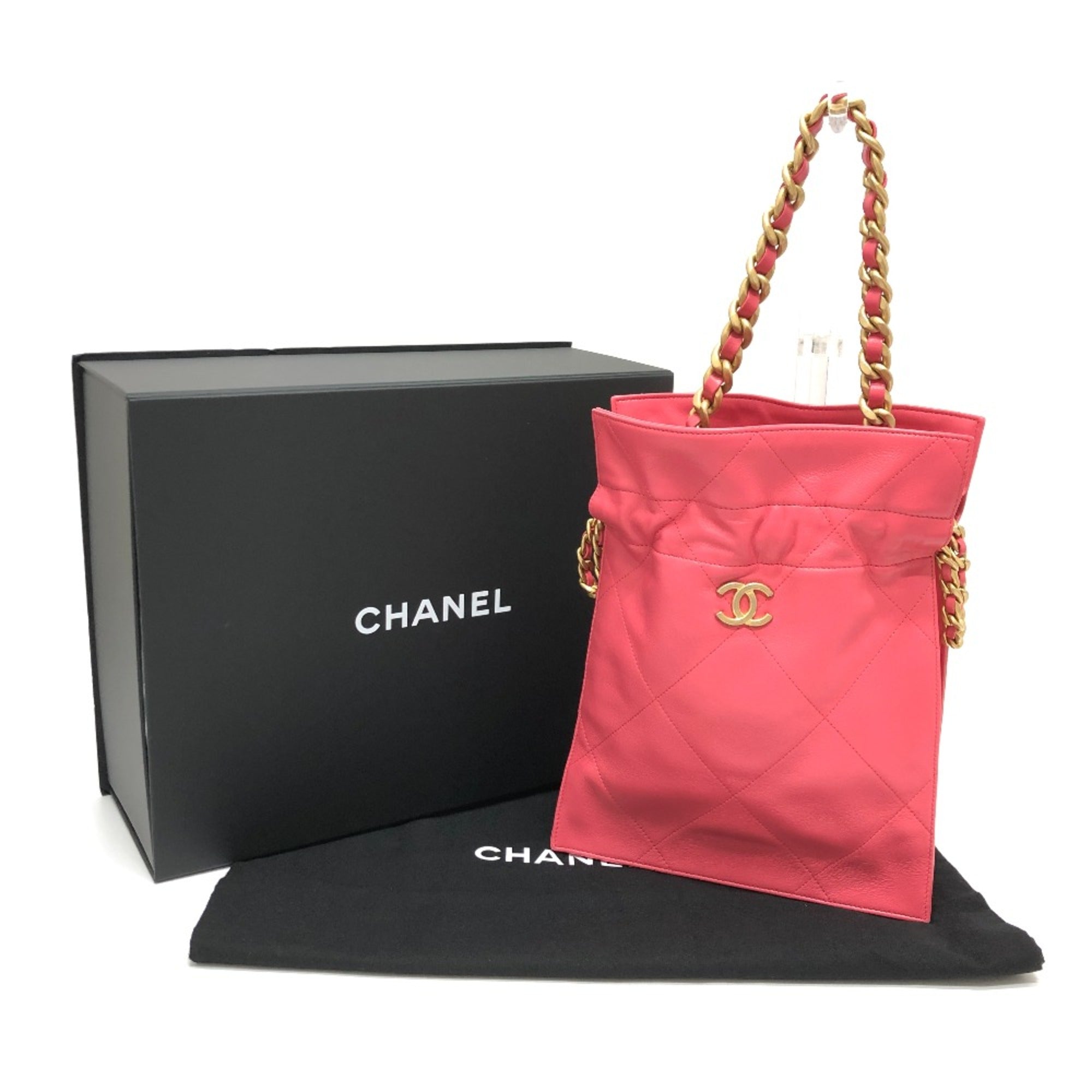Chanel Chain Hand Bag Pink Gold Hardware