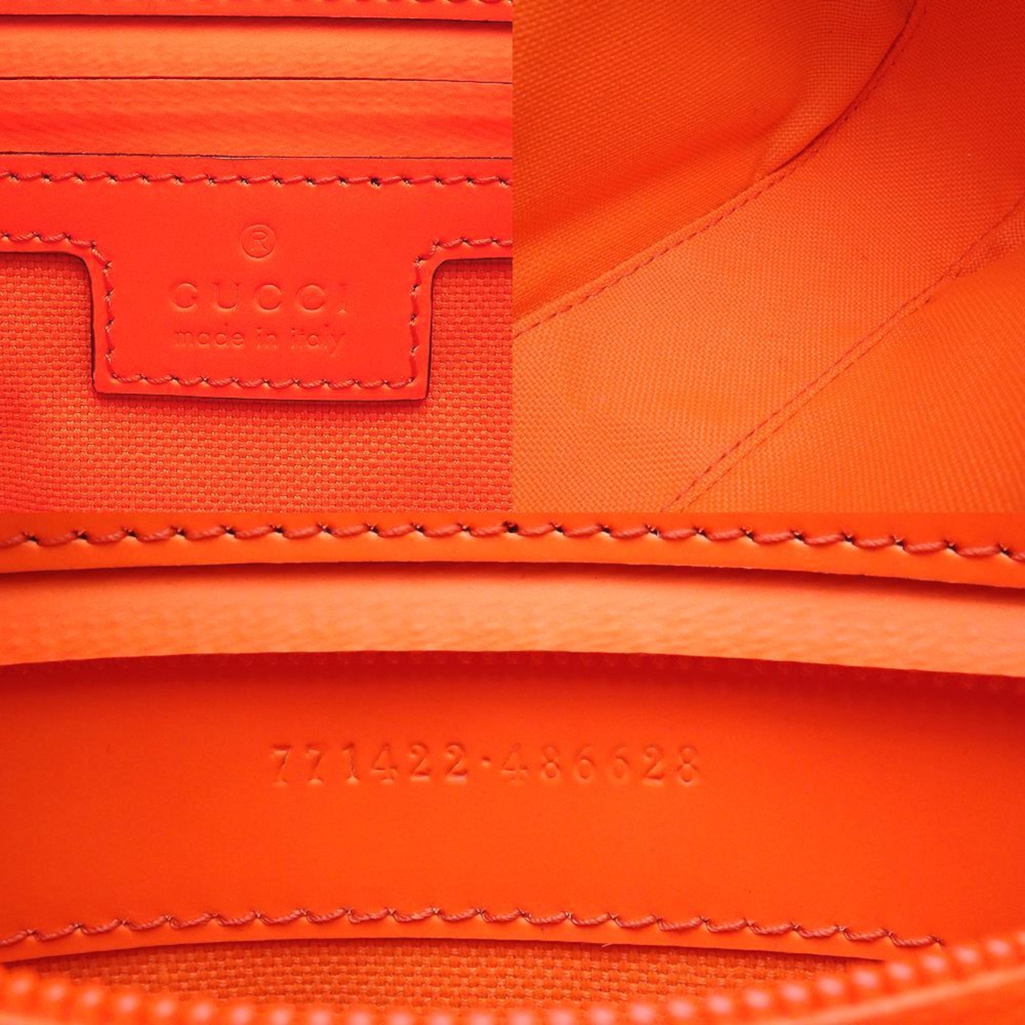 Gucci Belt Bag 771422 Body Gg Rubber Effect Leather Bright Orange 352032