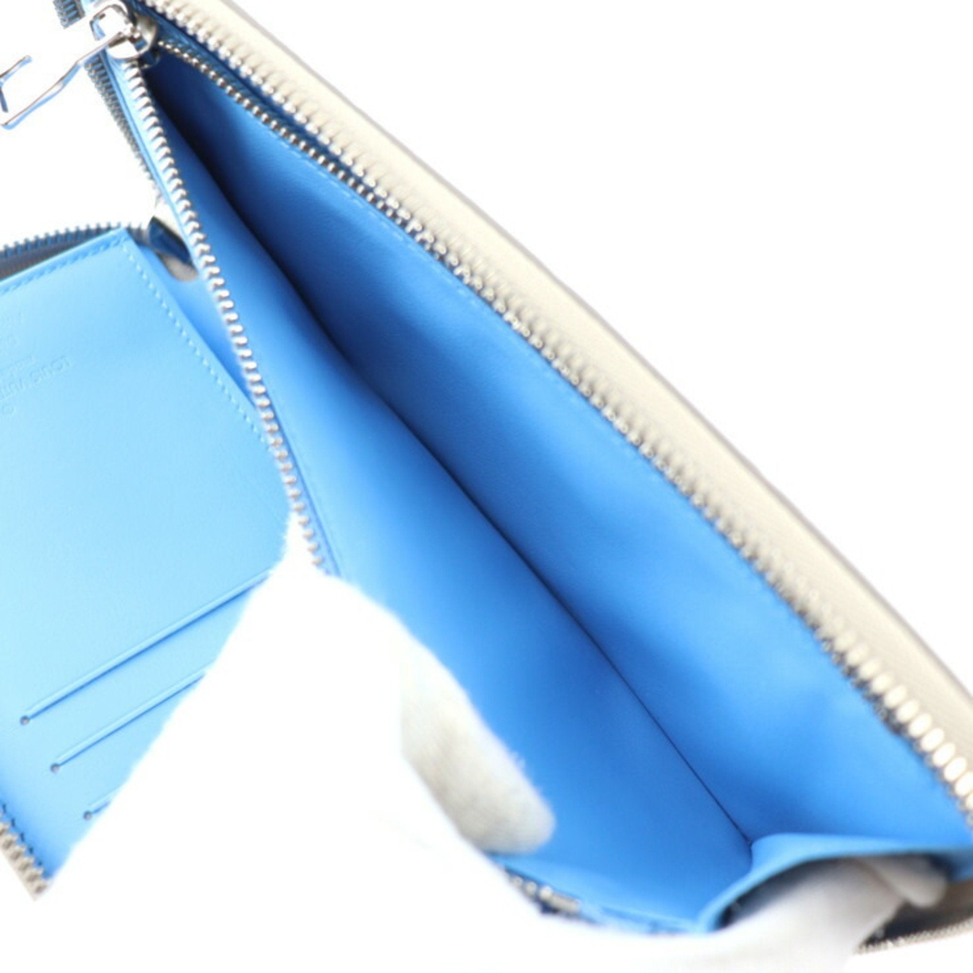 Louis Vuitton Zippy Wallet Vertical Monogram Long M81573 Taurillon Leather Chalk White Light Blue Round Vuitton