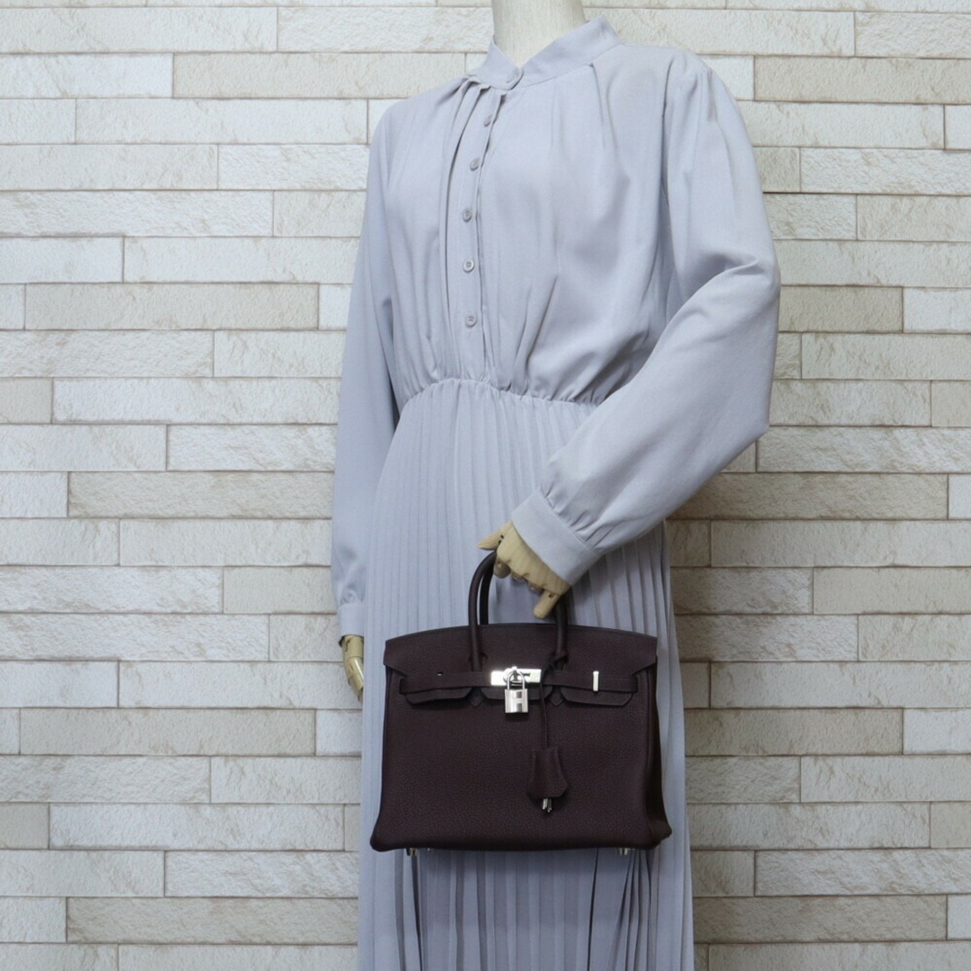 Hermes Birkin 25 Handbag Leather Brown Women's Hermes