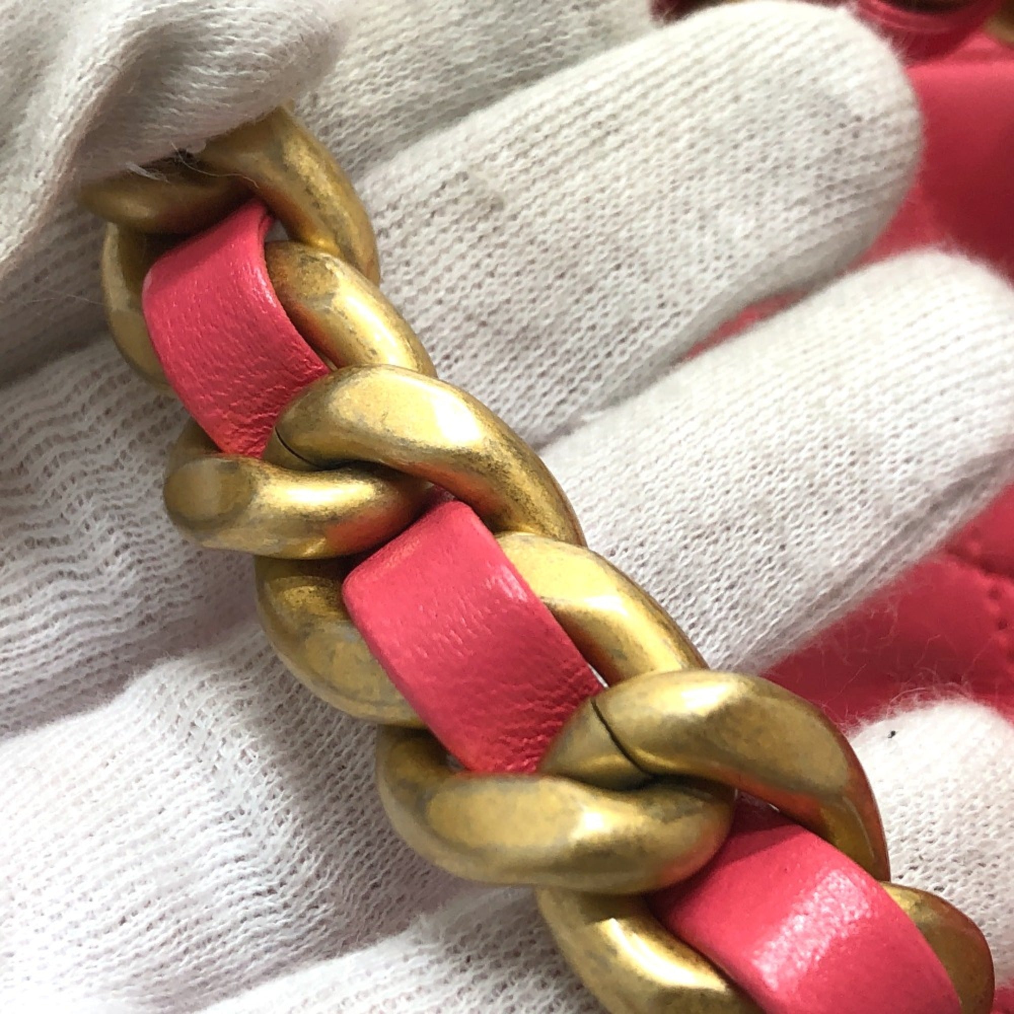 Chanel Chain Hand Bag Pink Gold Hardware