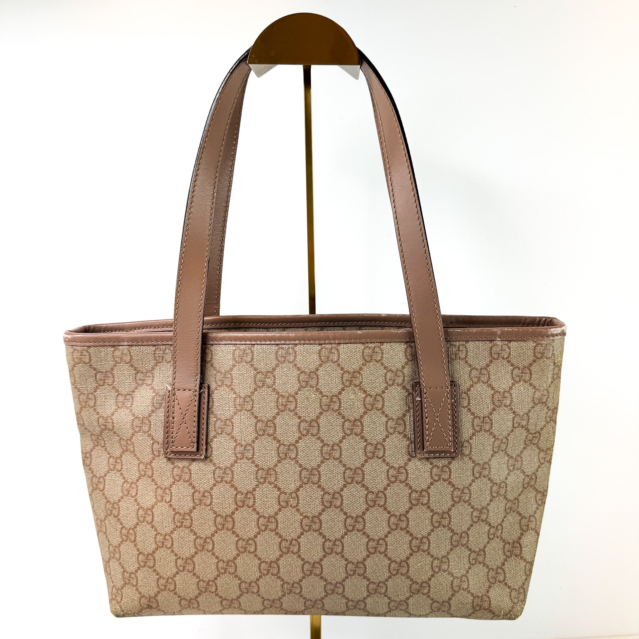 Pre-Owned Authentic Gucci Supreme Coated Canvas Beige GG Small Joy Tote Bag
