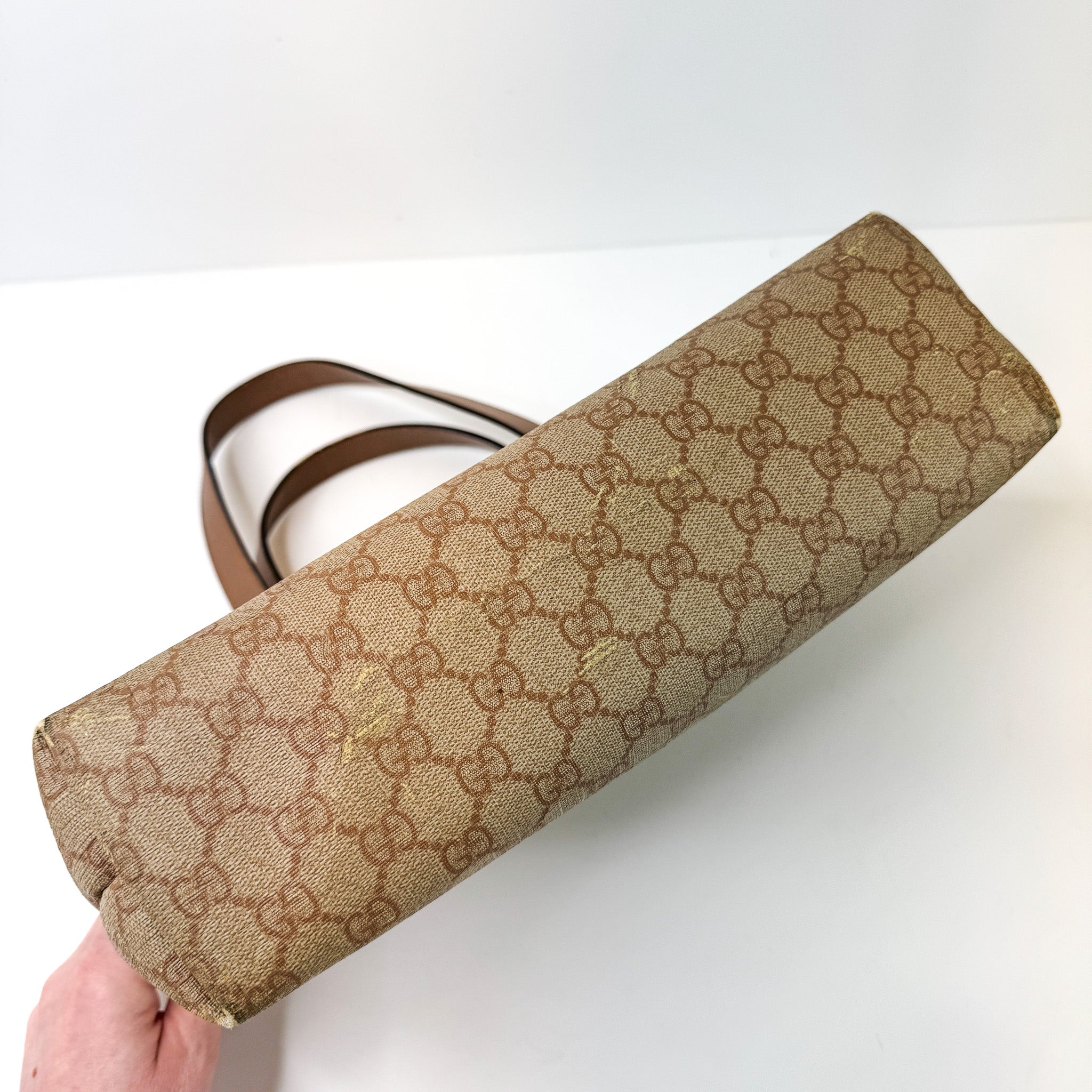 Pre-Owned Authentic Gucci Supreme Coated Canvas Beige GG Small Joy Tote Bag