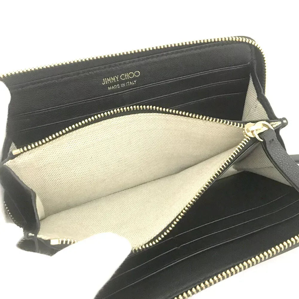 Pre-Owned Authentic Jimmy Choo Black Long Zippy Wallet