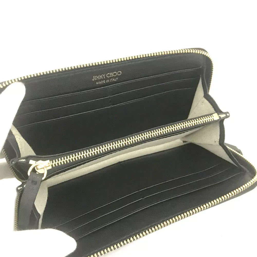 Pre-Owned Authentic Jimmy Choo Black Long Zippy Wallet