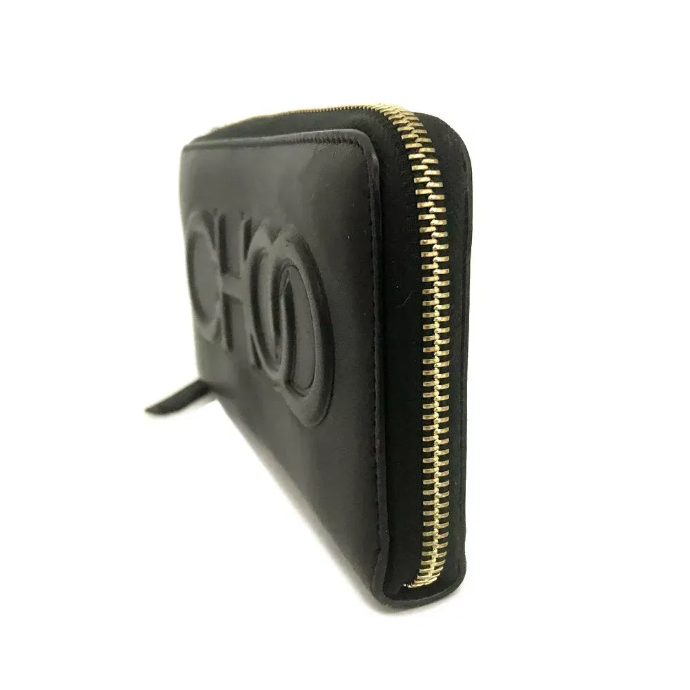 Pre-Owned Authentic Jimmy Choo Black Long Zippy Wallet