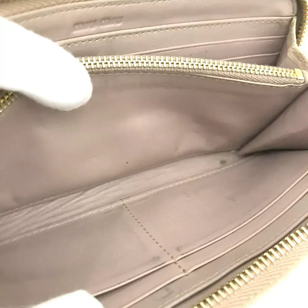 Pre-Owned Authentic Miu Miu Gold Croc Long Zippy Wallet