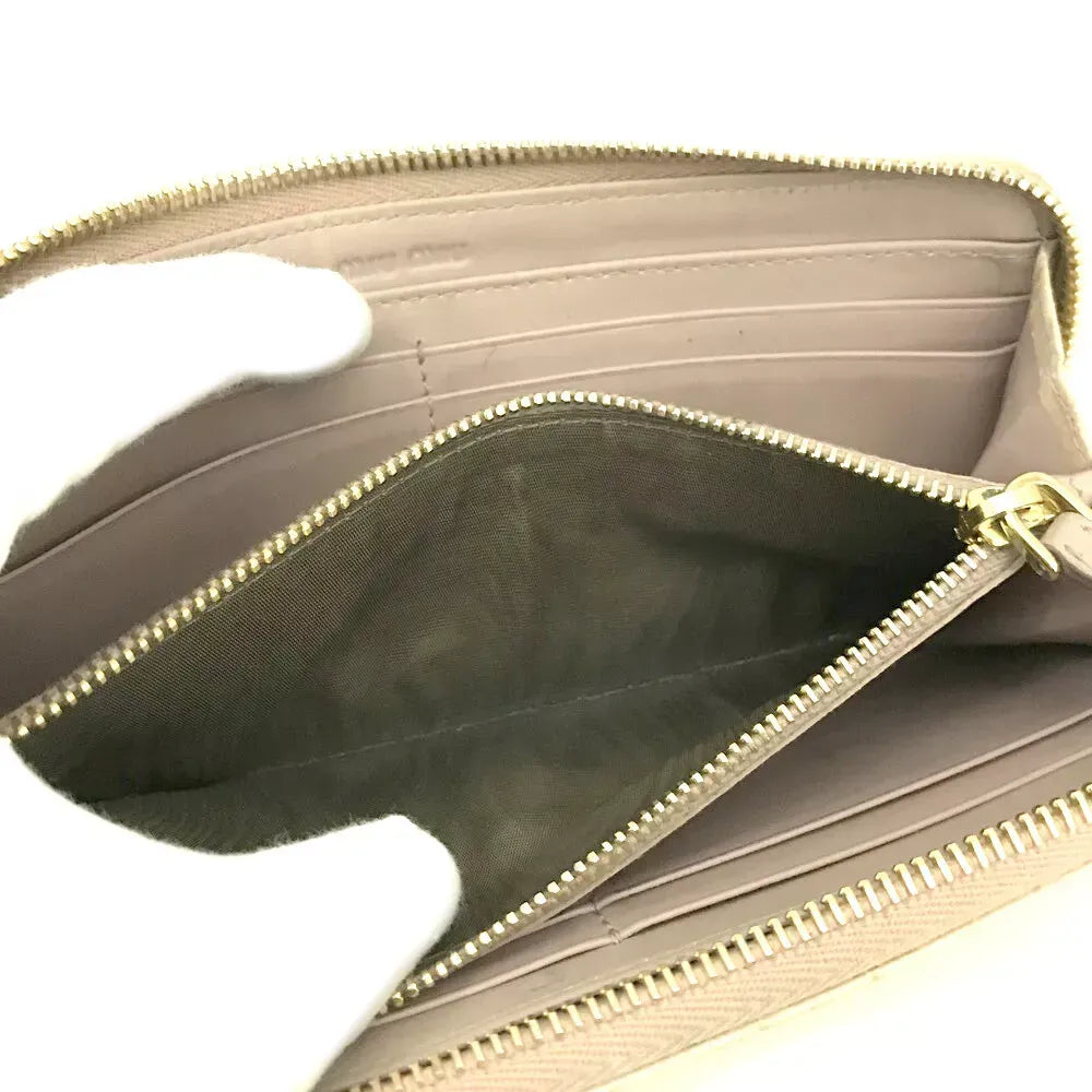 Pre-Owned Authentic Miu Miu Gold Croc Long Zippy Wallet