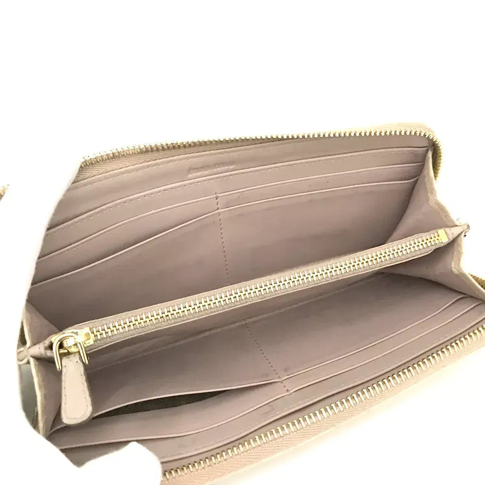 Pre-Owned Authentic Miu Miu Gold Croc Long Zippy Wallet