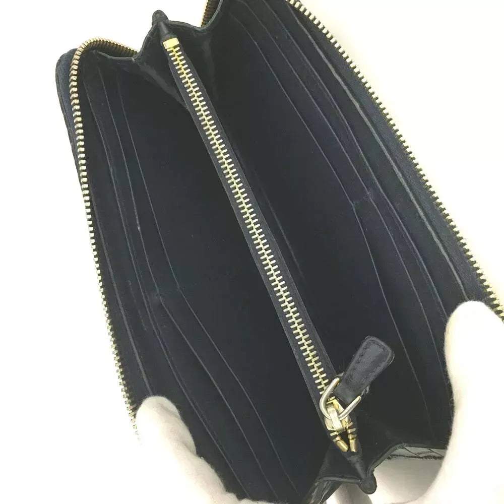 Pre-Owned Authentic Miu Miu Croc Leather Green Zippy Long Wallet