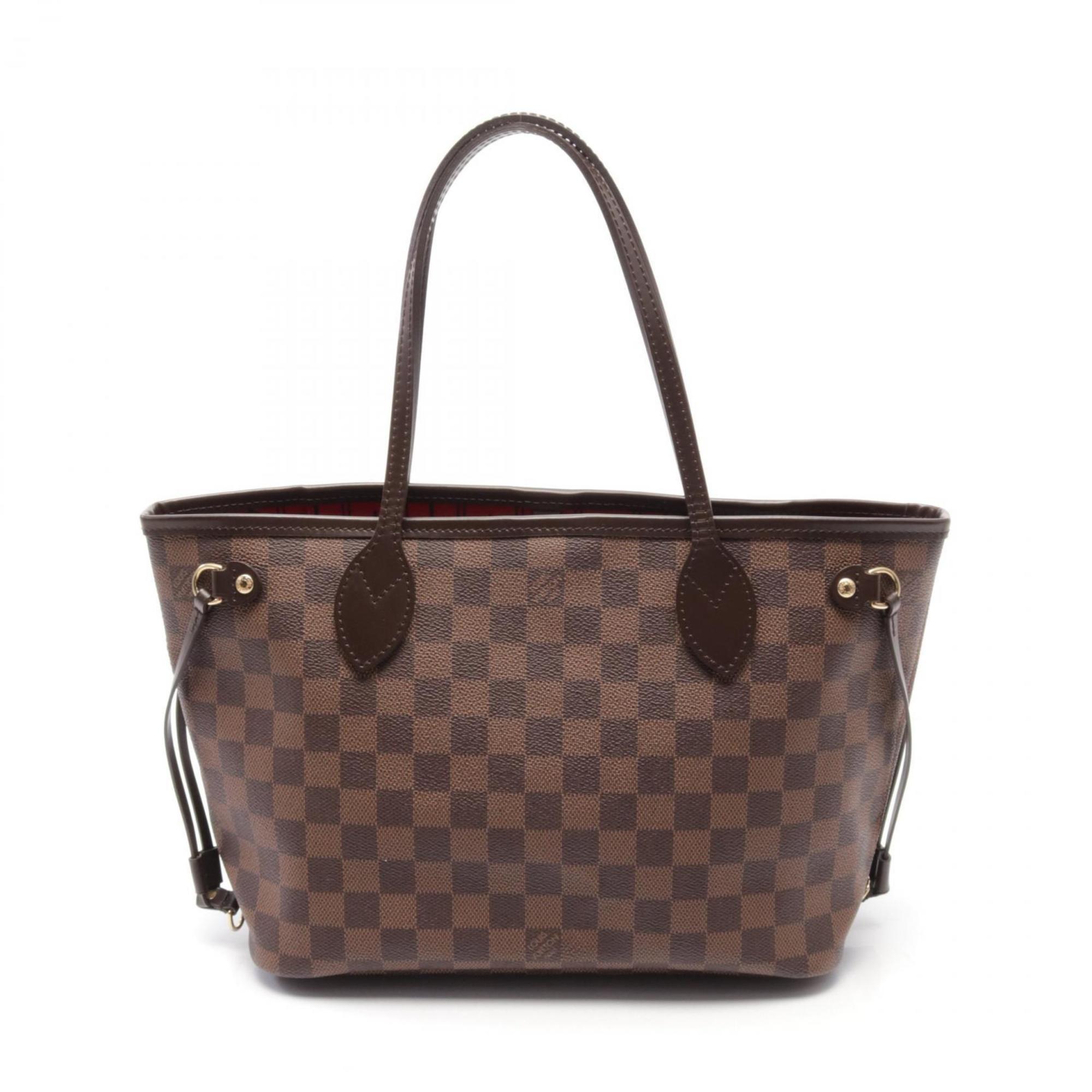 Louis Vuitton Neverfull Pm Tote Bag, Coated Canvas, Leather, Damier, Women's, Brown, N51109