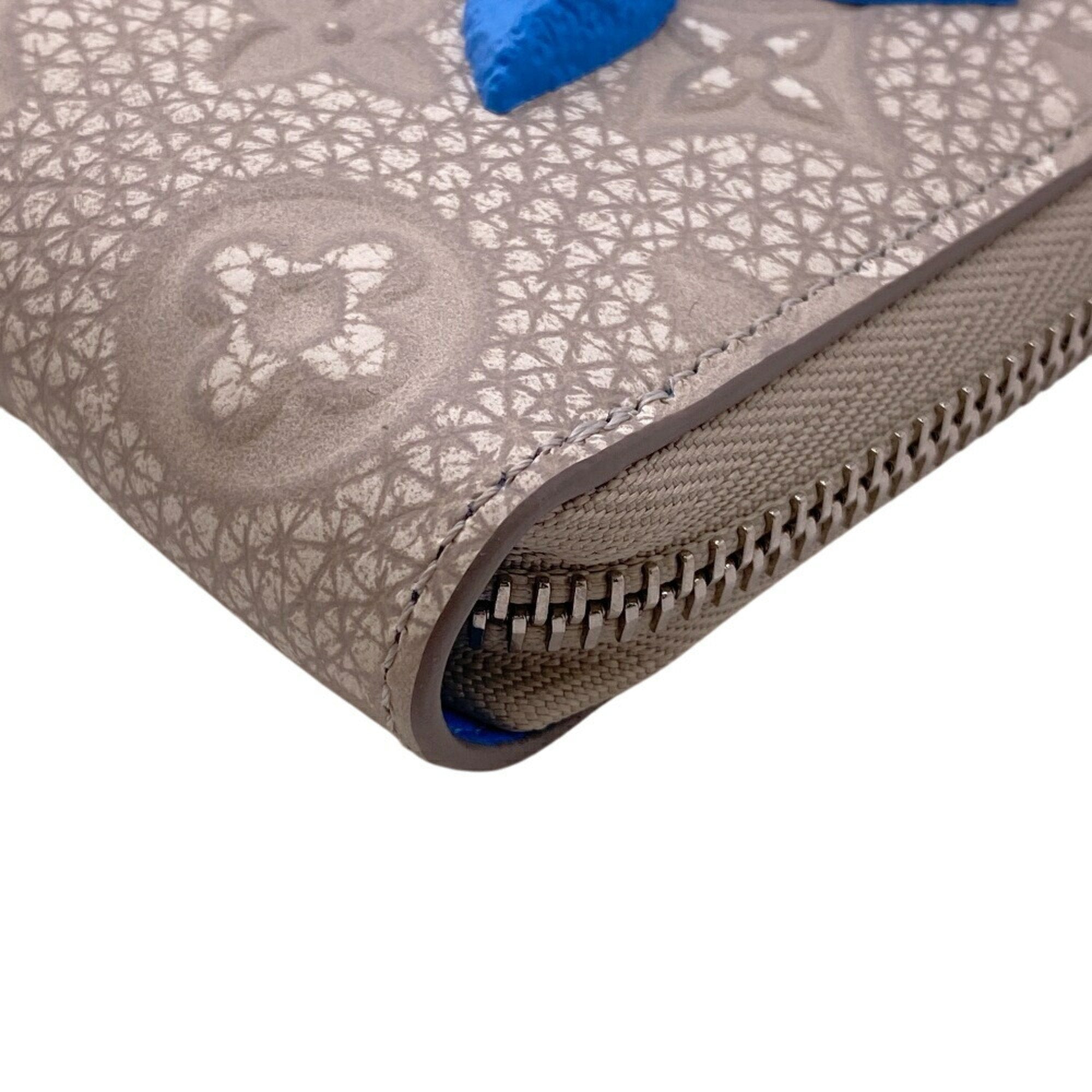 Louis Vuitton M81573 Zippy Wallet Vertical Round Taurillon Climbing Long Blue Women's