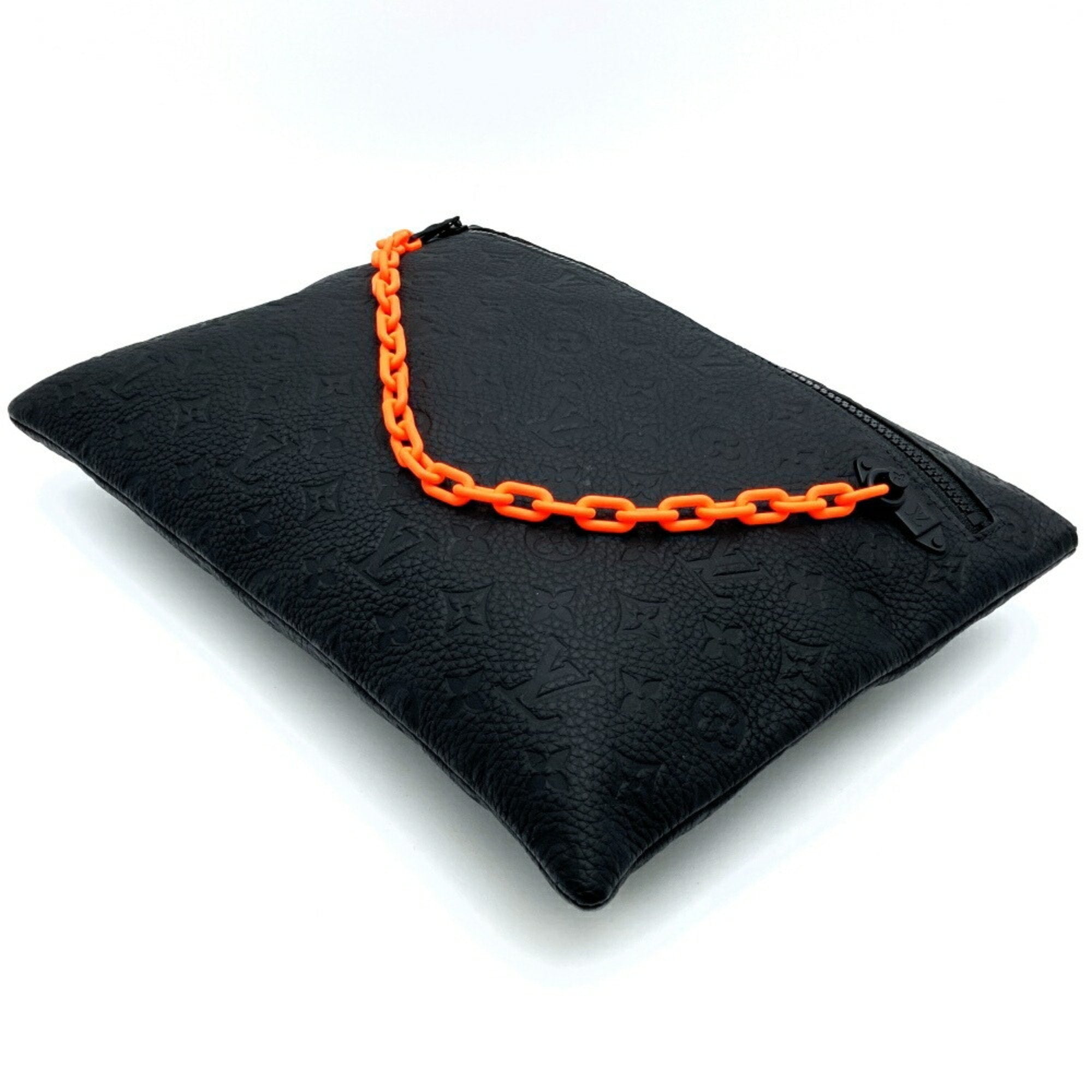 Louis Vuitton Pochette Clutch Bag Document Case Monogram Taurillon Black M67461 Men's Women's