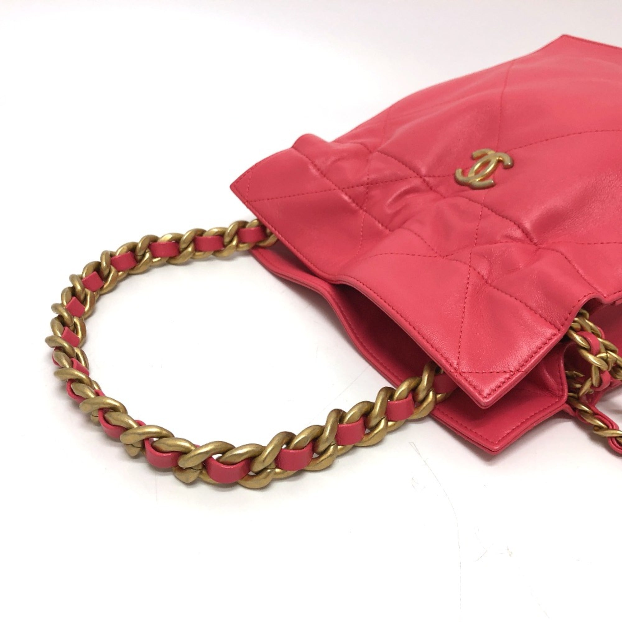 Chanel Chain Hand Bag Pink Gold Hardware