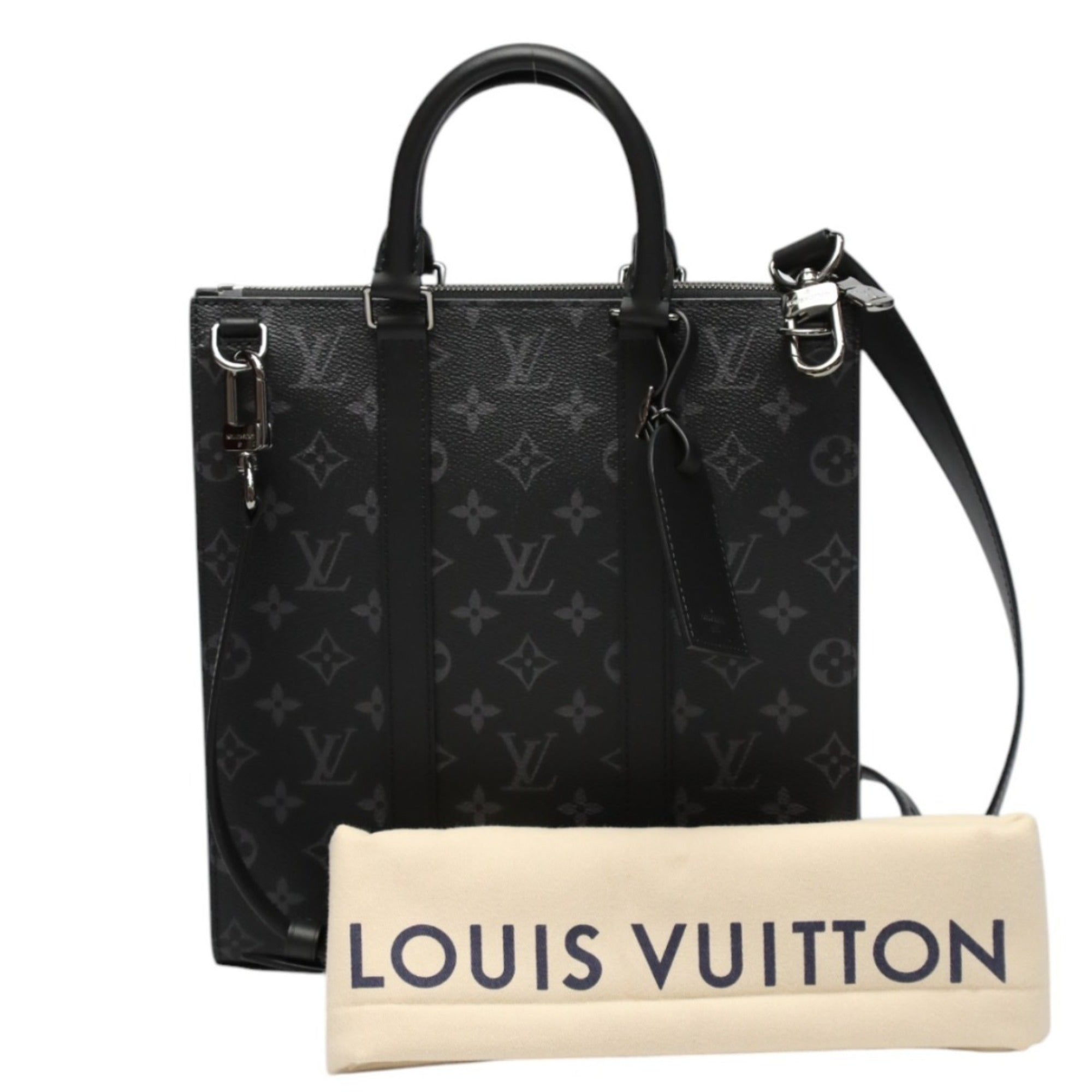 Louis Vuitton Tote Bag Monogram Eclipse Sac Plaque Canvas M46456 Black Lv