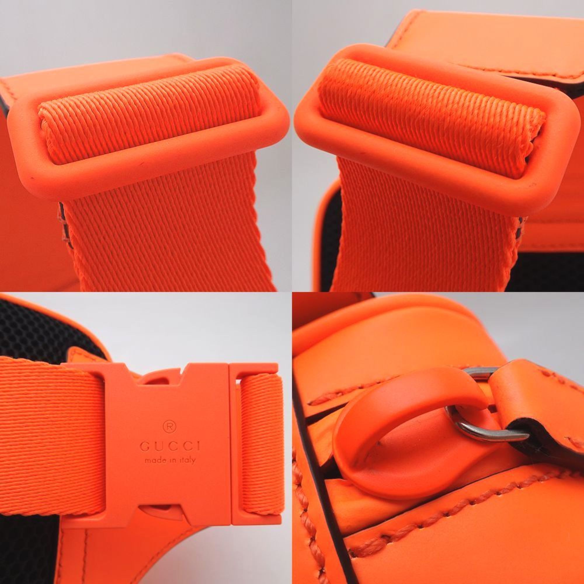 Gucci Belt Bag 771422 Body Gg Rubber Effect Leather Bright Orange 352032