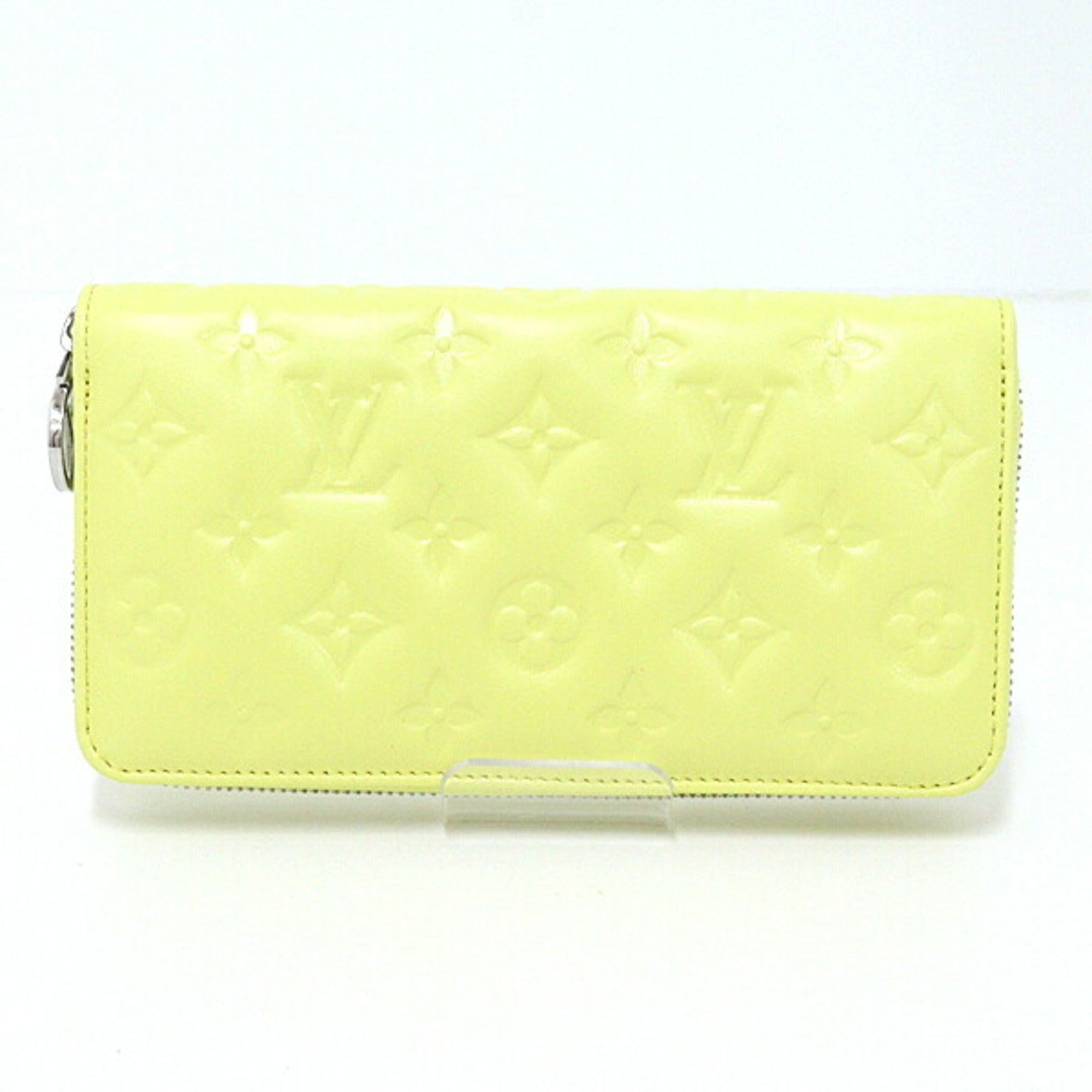 Louis Vuitton Zippy Wallet Lamb Leather Yellow M83104 Embossed Long Lv Circle