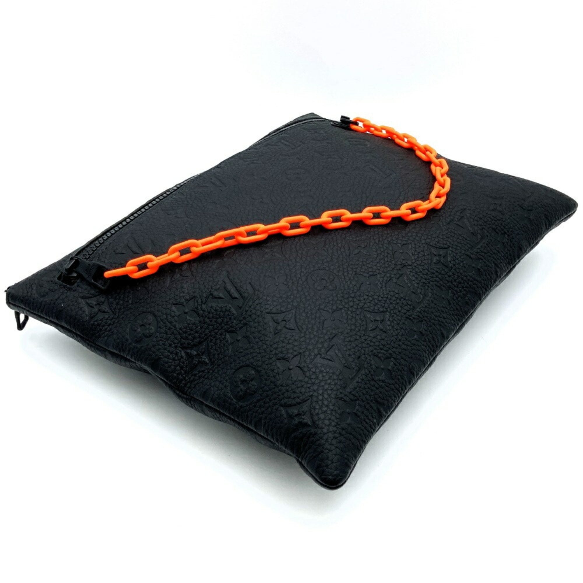 Louis Vuitton Pochette Clutch Bag Document Case Monogram Taurillon Black M67461 Men's Women's