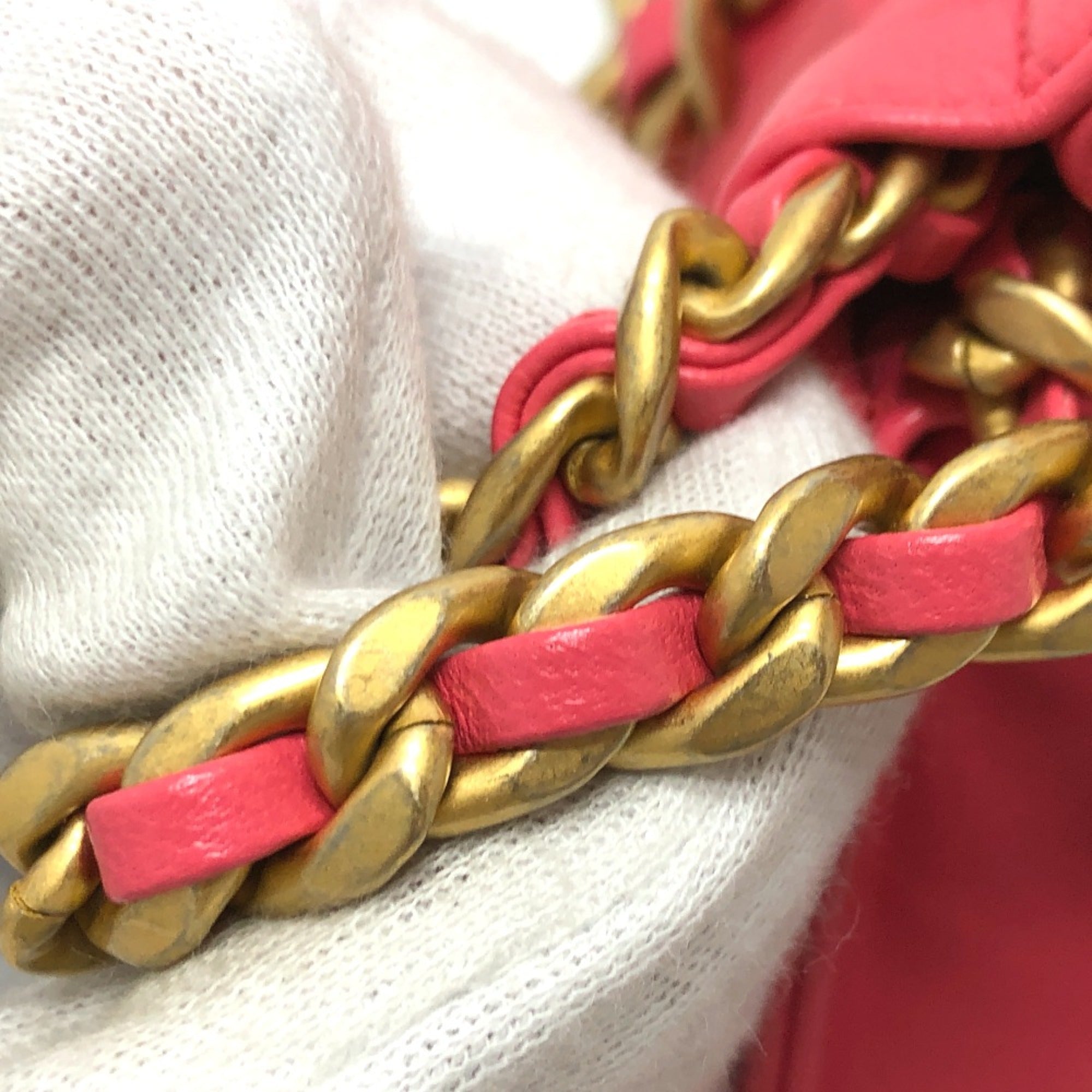 Chanel Chain Hand Bag Pink Gold Hardware