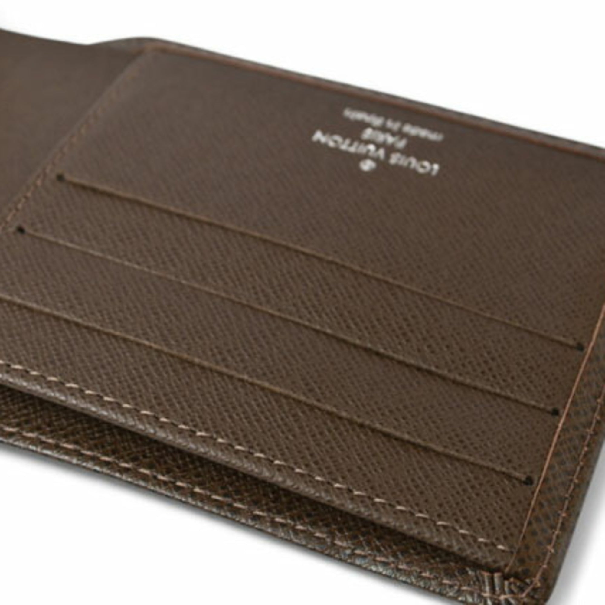 Louis Vuitton Folding Wallet Billfold Portobier 3 Vole Grisli M30428
