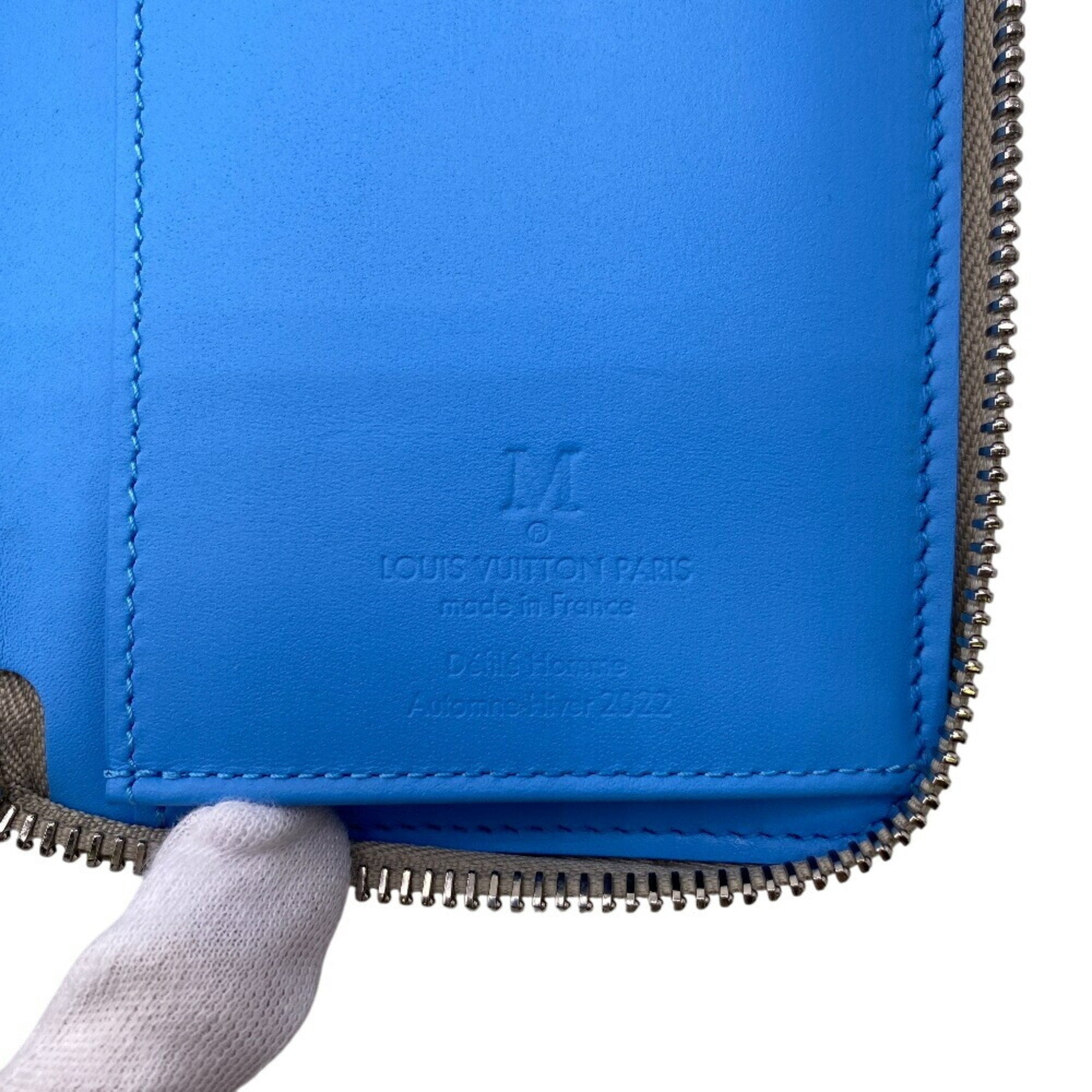 Louis Vuitton M81573 Zippy Wallet Vertical Round Taurillon Climbing Long Blue Women's