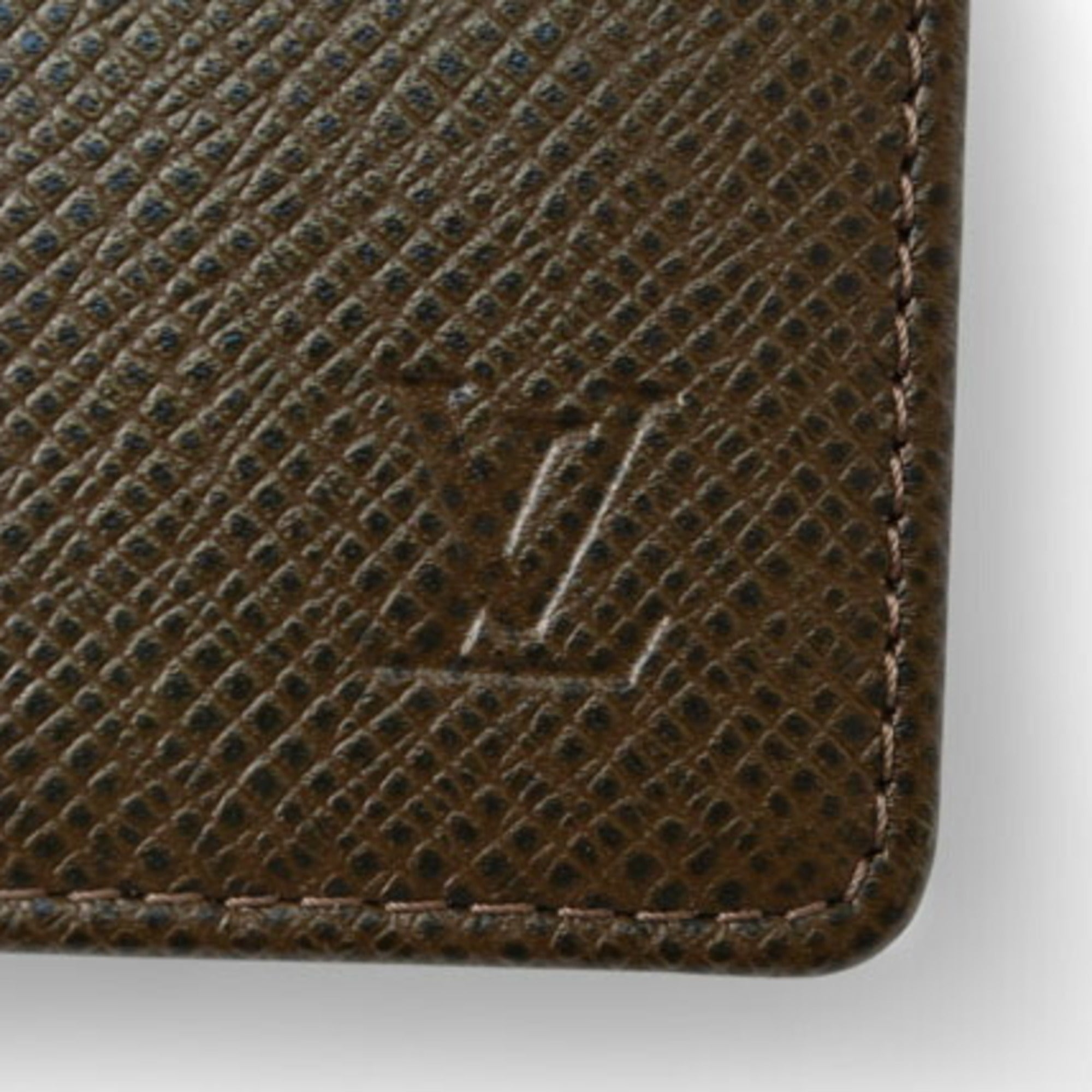 Louis Vuitton Folding Wallet Billfold Portobier 3 Vole Grisli M30428