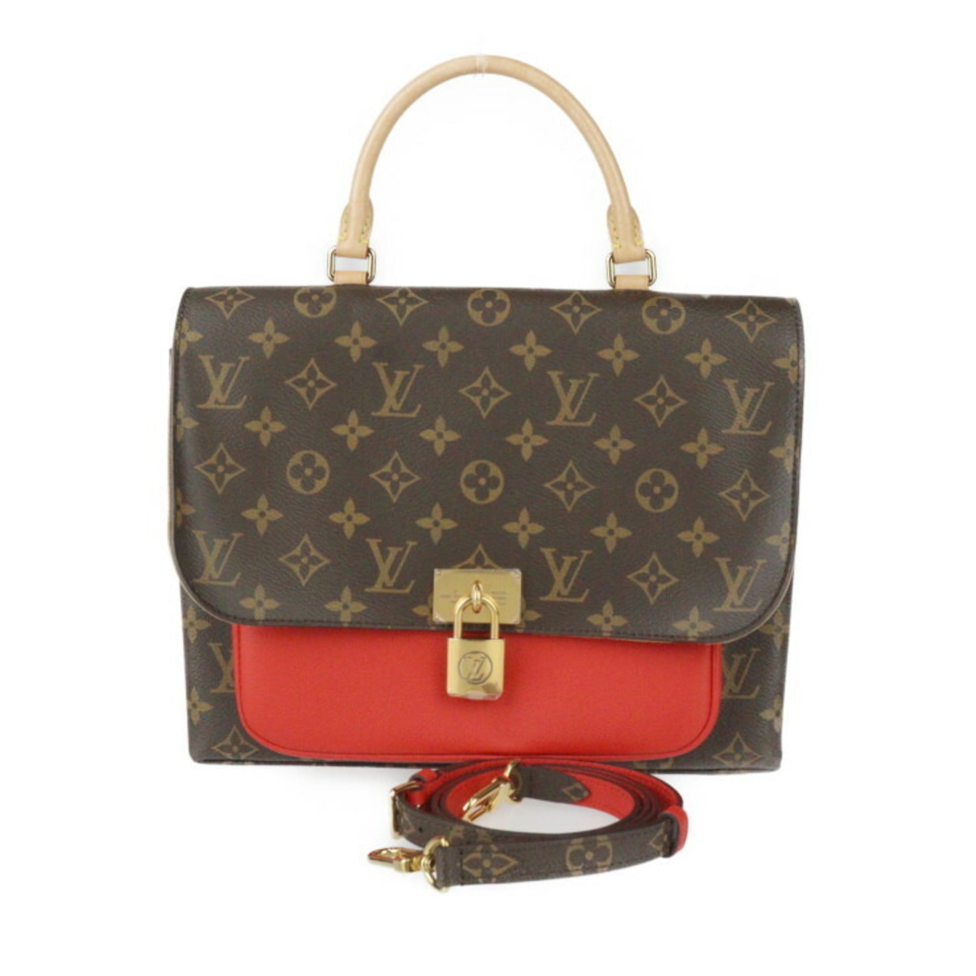 Louis Vuitton Marignan Handbag Coquelicot Leather Brown M44286