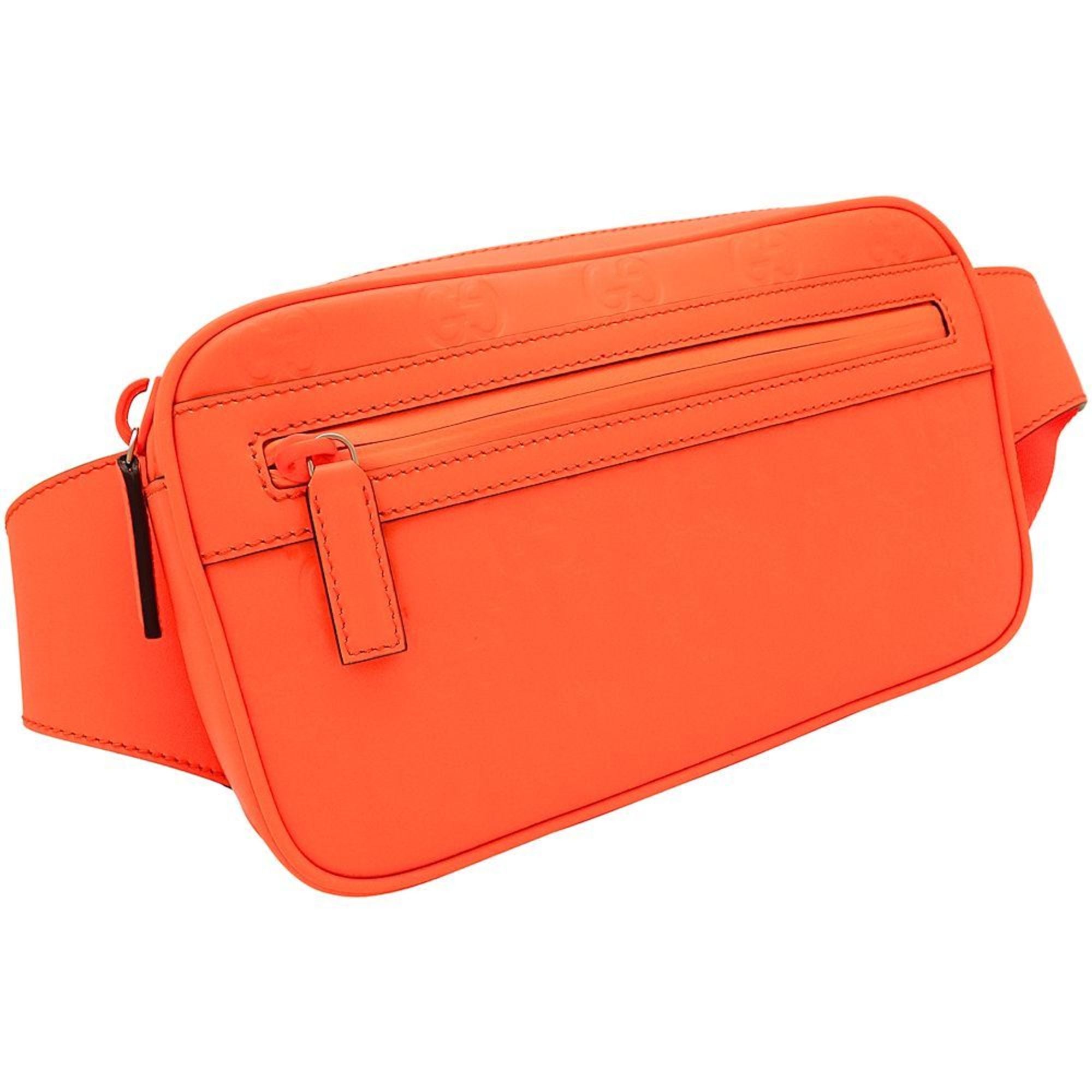 Gucci Belt Bag 771422 Body Gg Rubber Effect Leather Bright Orange 352032