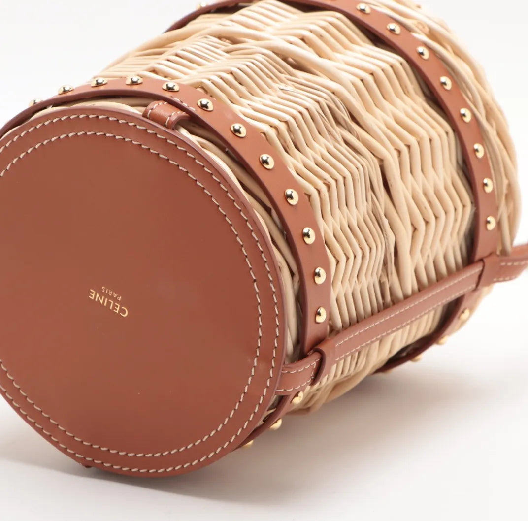 Pre-Owned Celine Panier Wicker Bucket Straw Basket Crossbody Bag