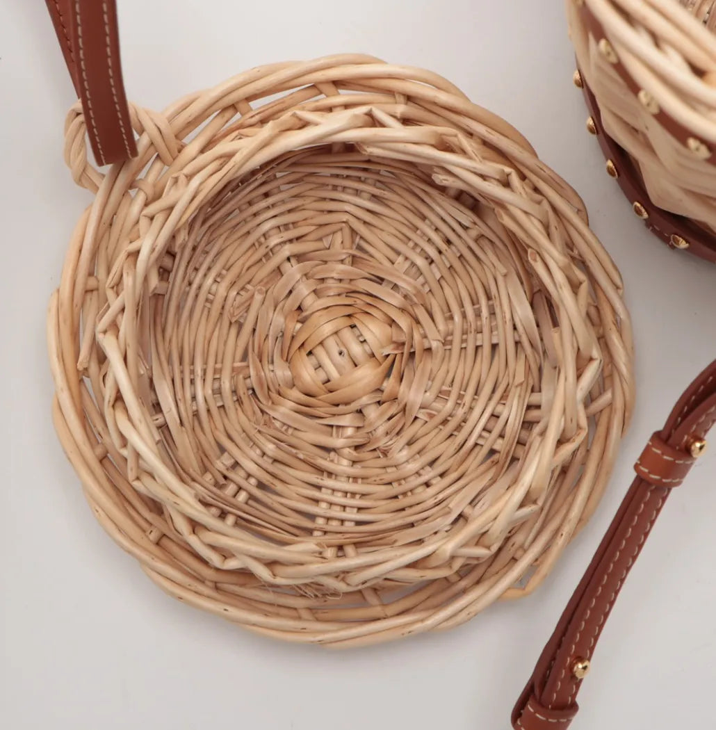 Pre-Owned Celine Panier Wicker Bucket Straw Basket Crossbody Bag