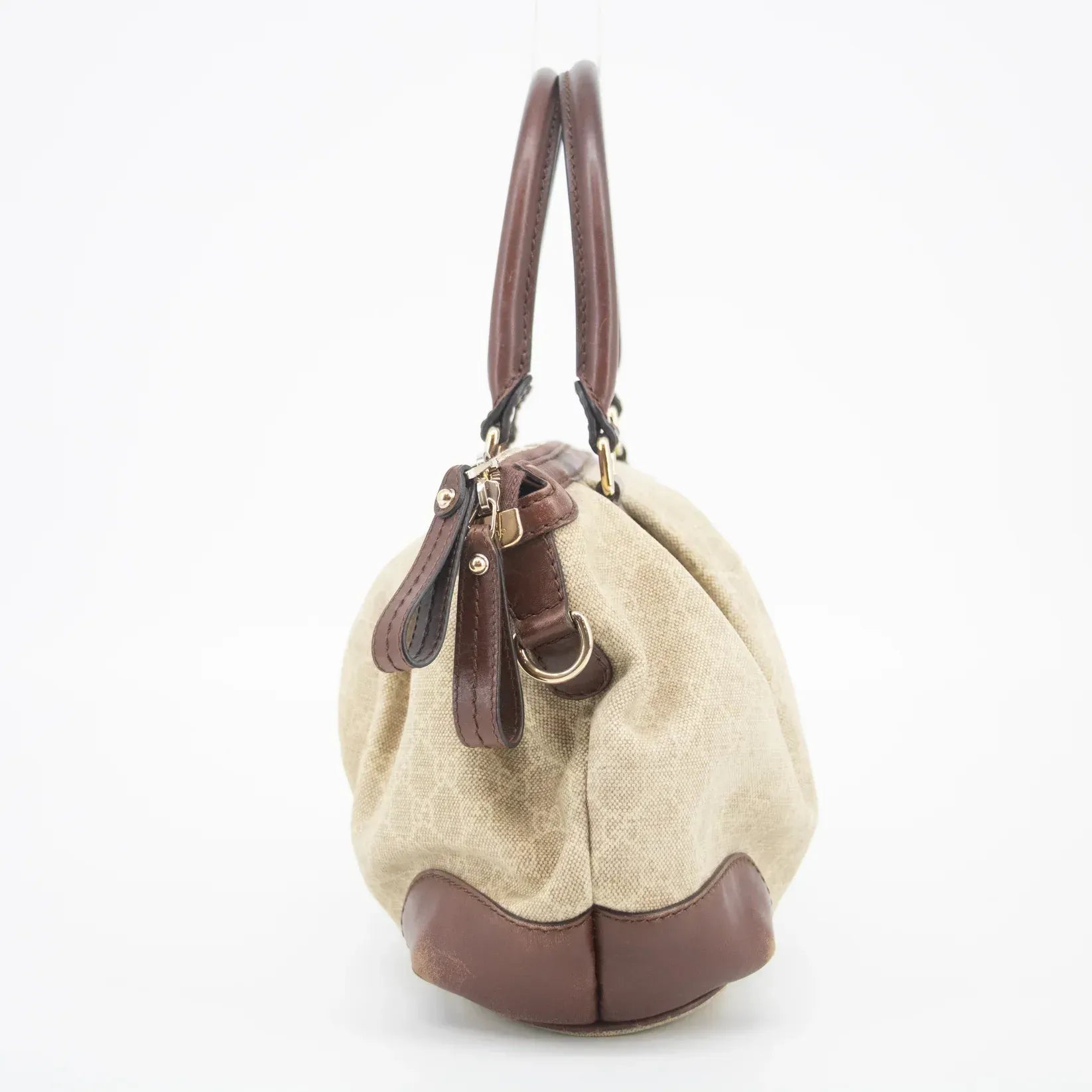 Pre-Owned Authentic Gucci Brown Interlocking GG Canvas x Leather Shoulder Bag