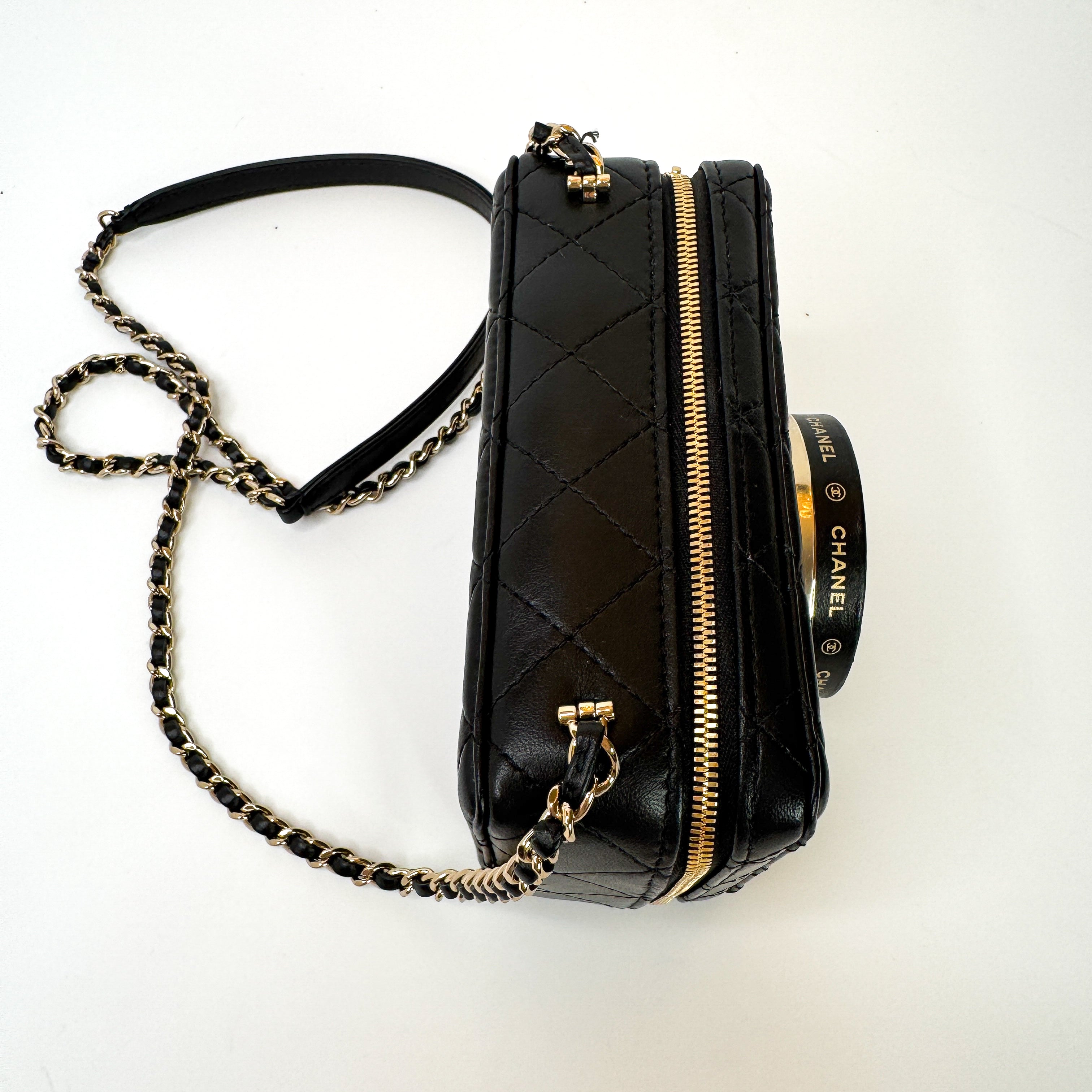 Pre-Owned Authentic 2024 Chanel Black Lambskin Camera Bag
