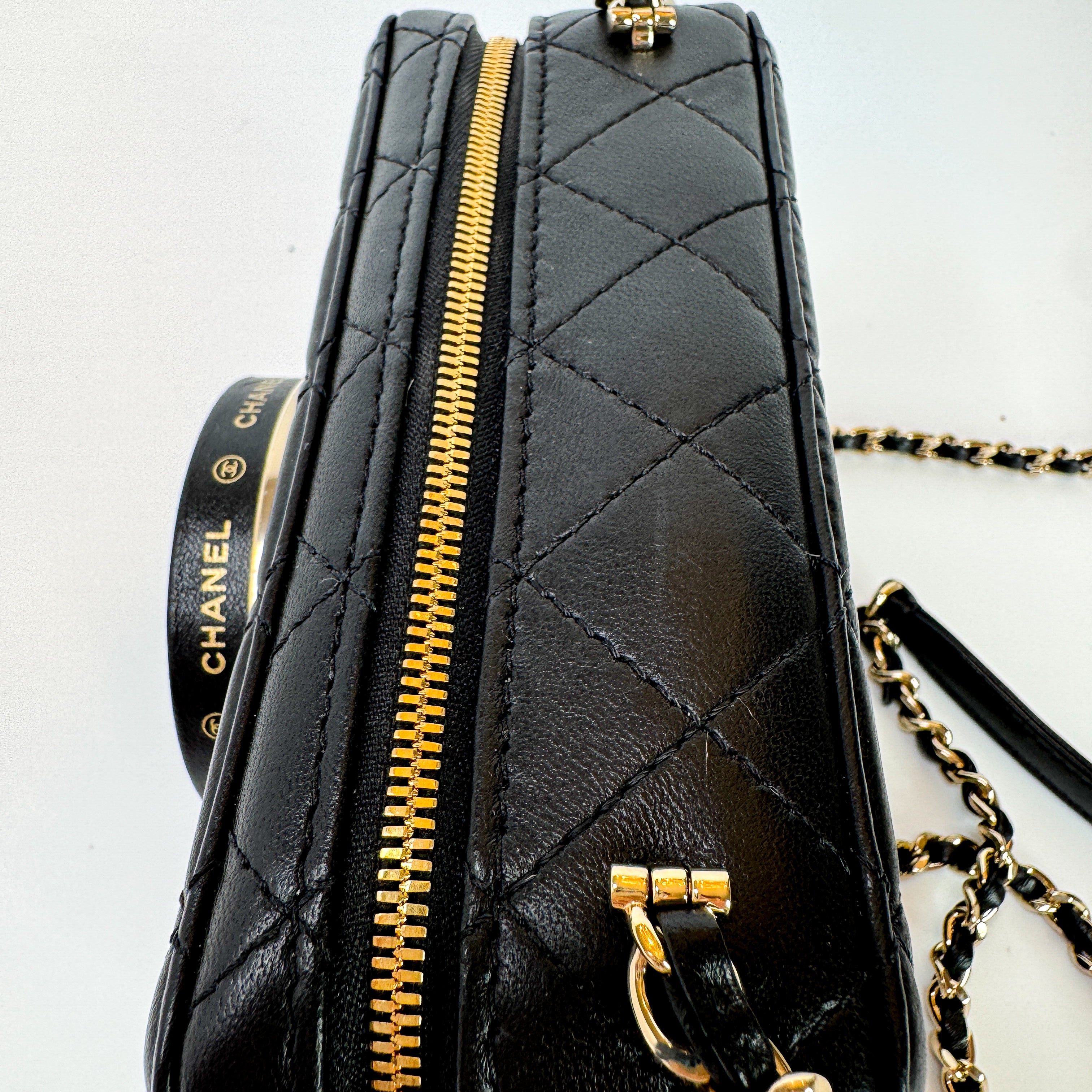 Pre-Owned Authentic 2024 Chanel Black Lambskin Camera Bag