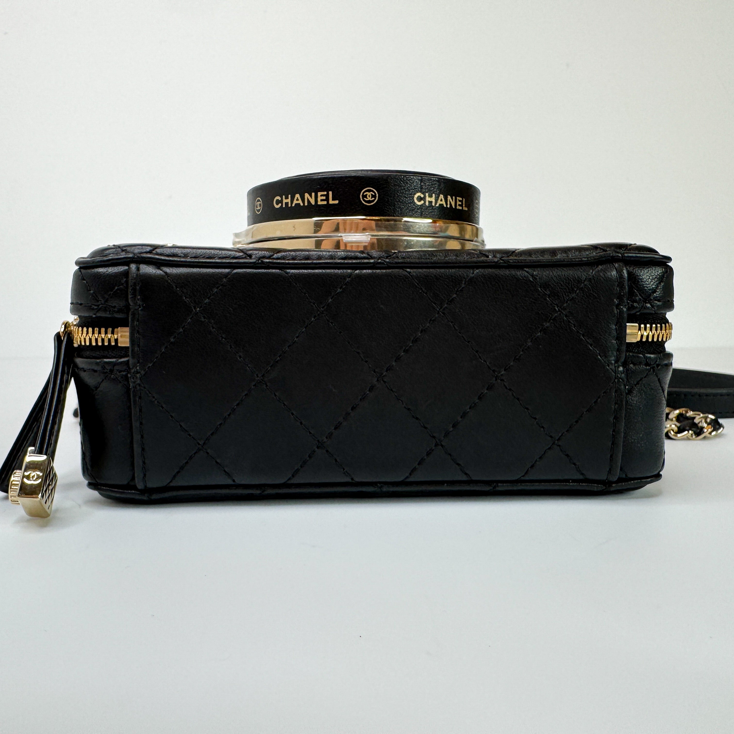 Pre-Owned Authentic 2024 Chanel Black Lambskin Camera Bag