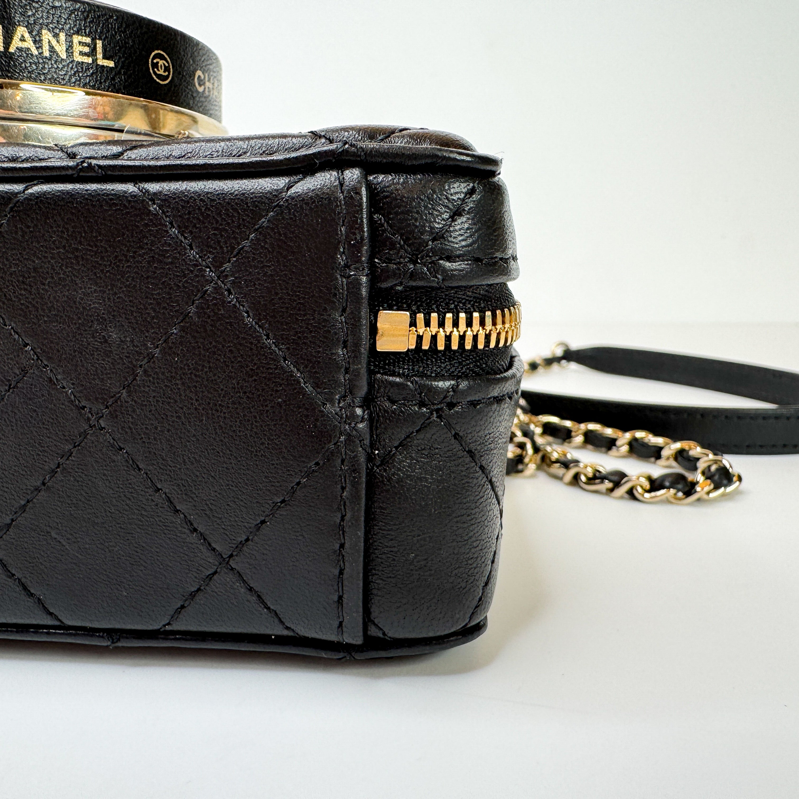 Pre-Owned Authentic 2024 Chanel Black Lambskin Camera Bag