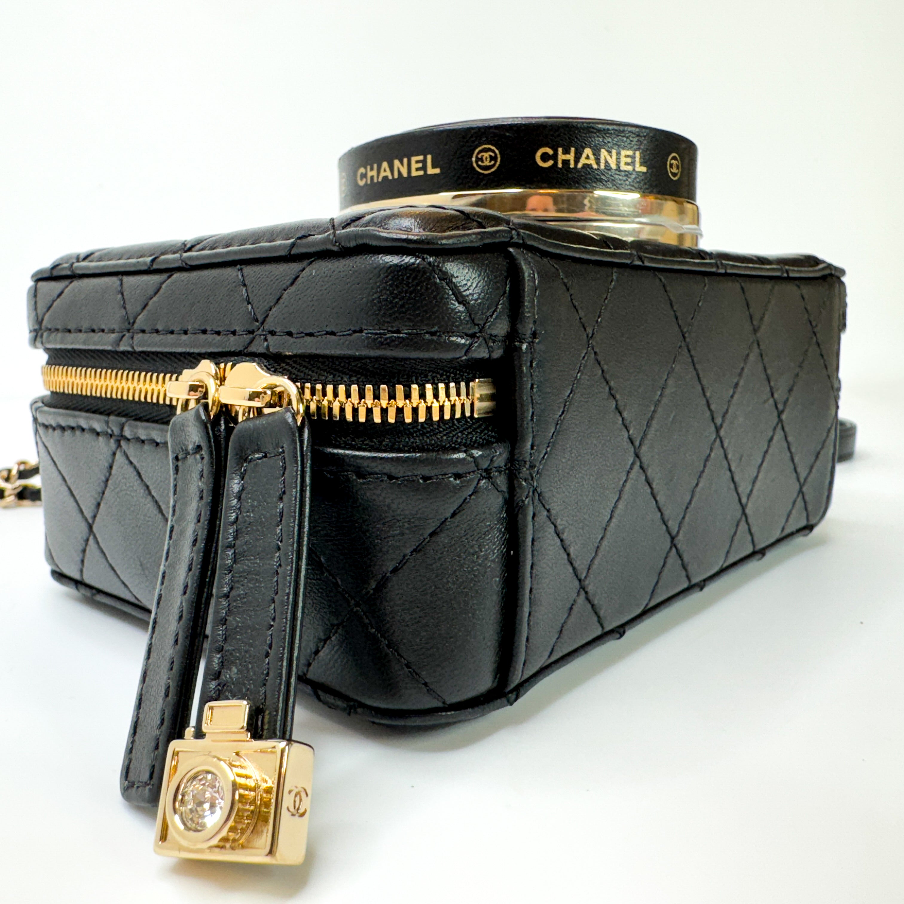 Pre-Owned Authentic 2024 Chanel Black Lambskin Camera Bag