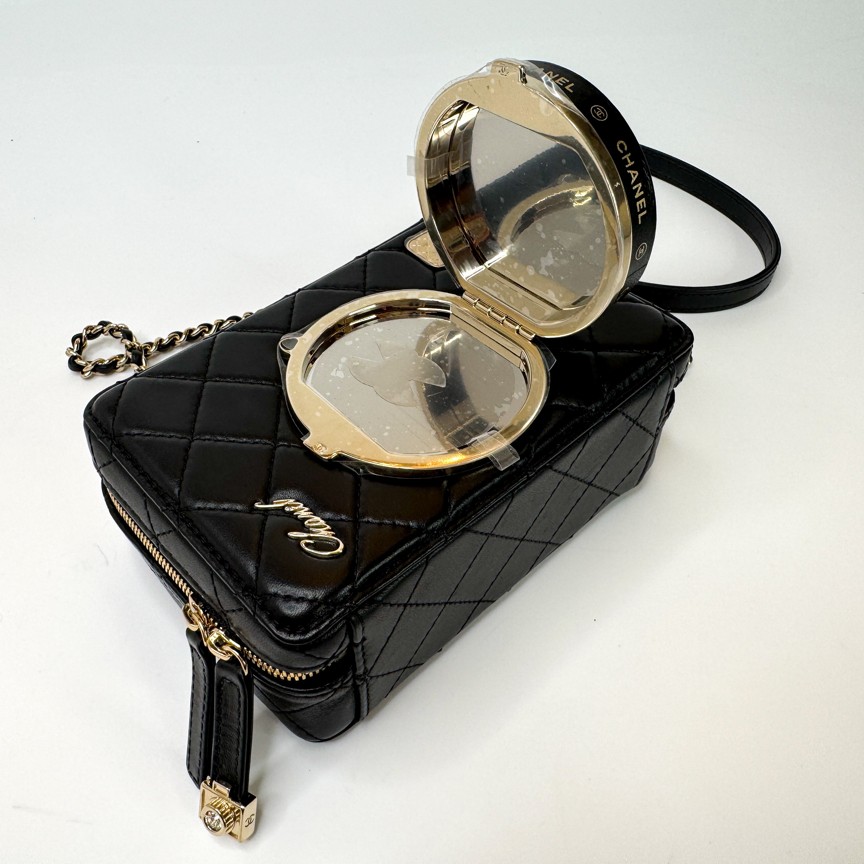 Pre-Owned Authentic 2024 Chanel Black Lambskin Camera Bag