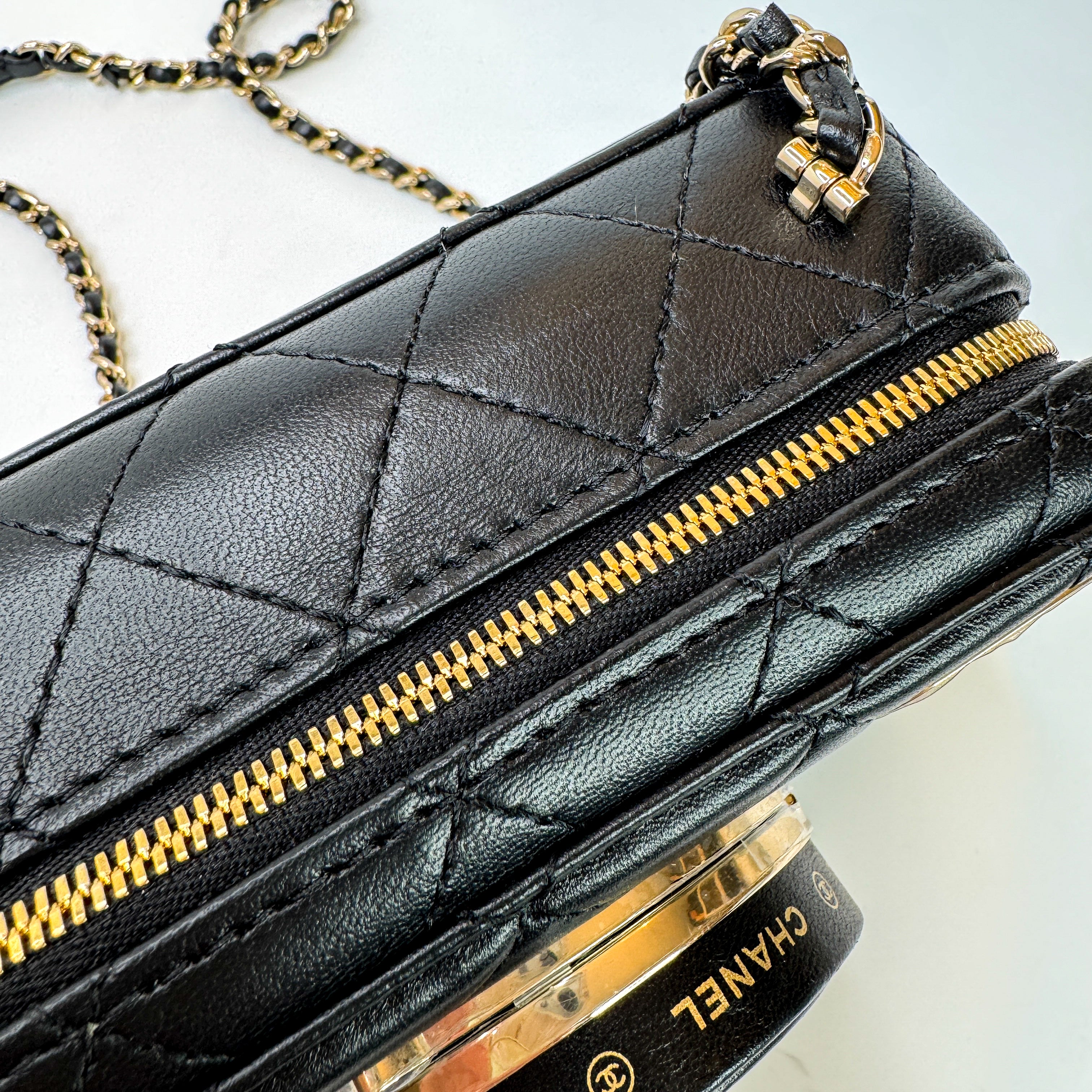 Pre-Owned Authentic 2024 Chanel Black Lambskin Camera Bag