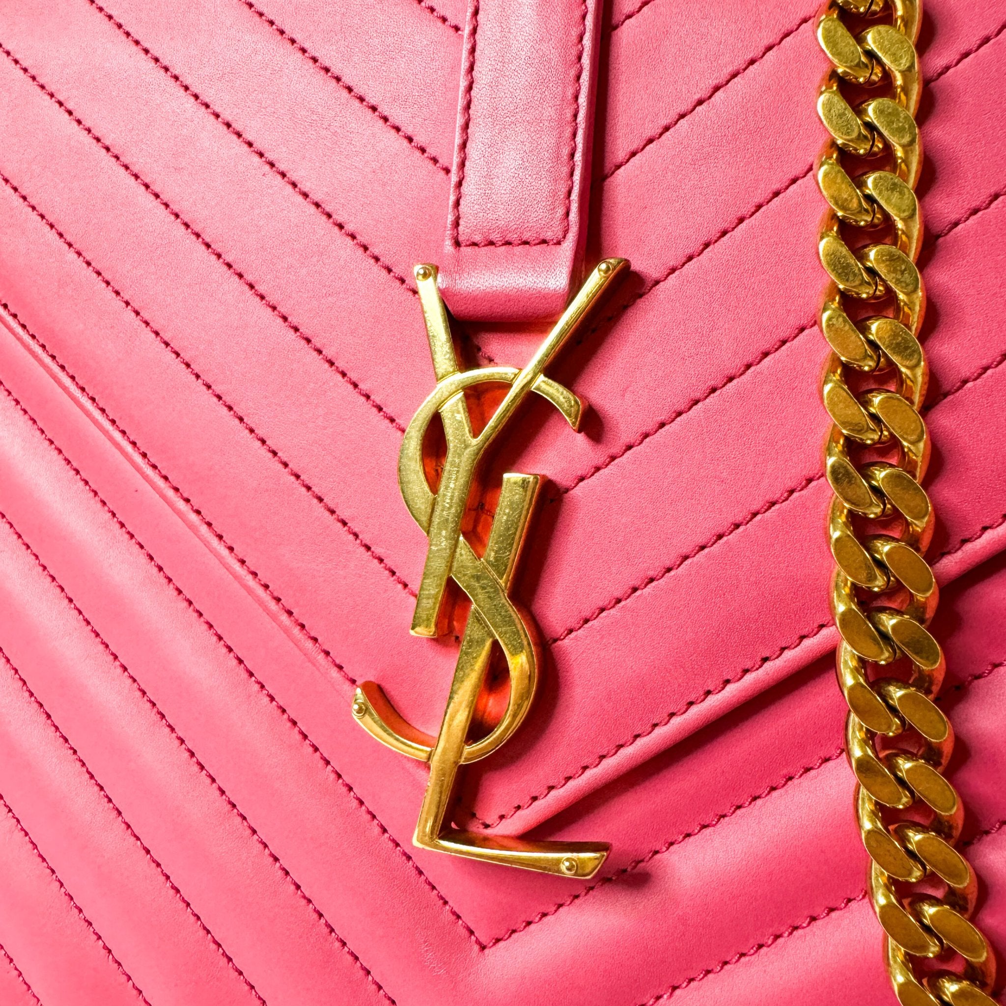 Pre-Owned Yves Saint Laurent Leather Crossbody Bag Pink Medium Envelope