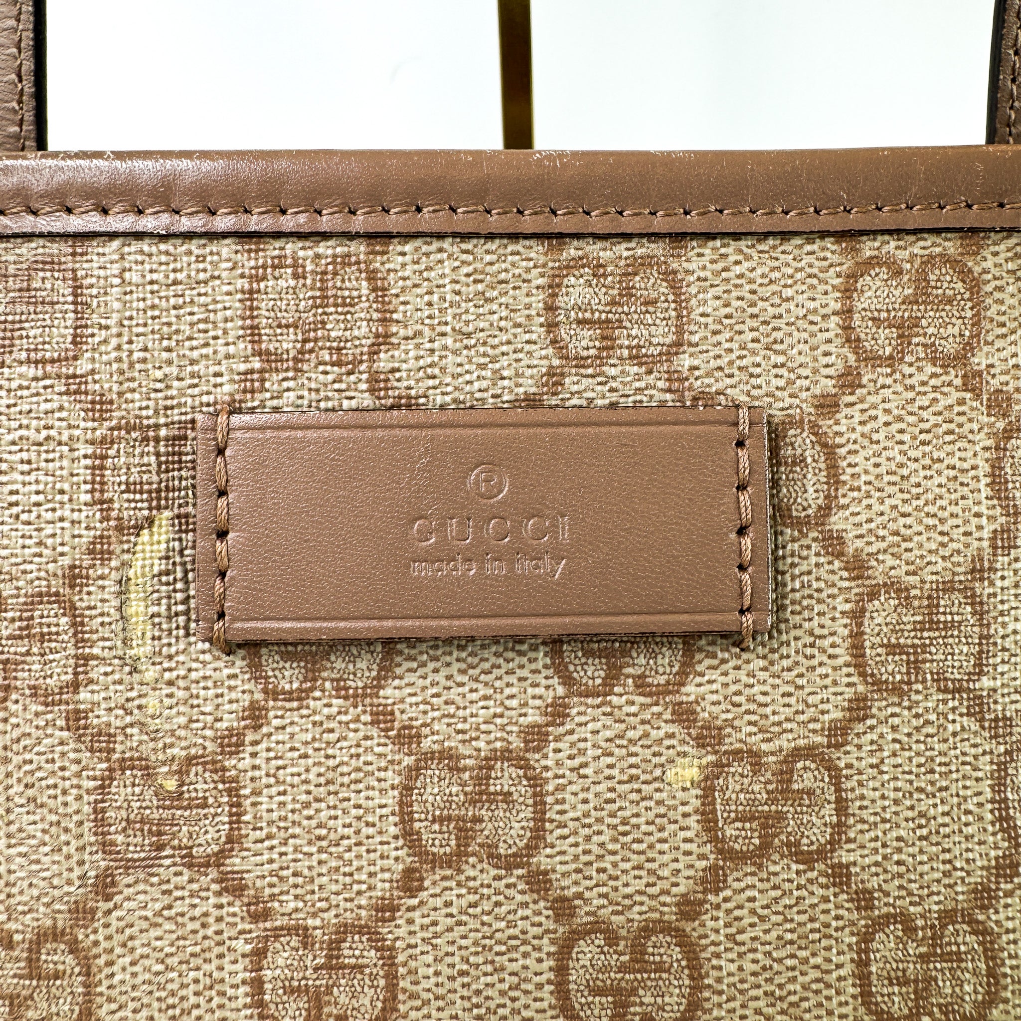 Pre-Owned Authentic Gucci Supreme Coated Canvas Beige GG Small Joy Tote Bag