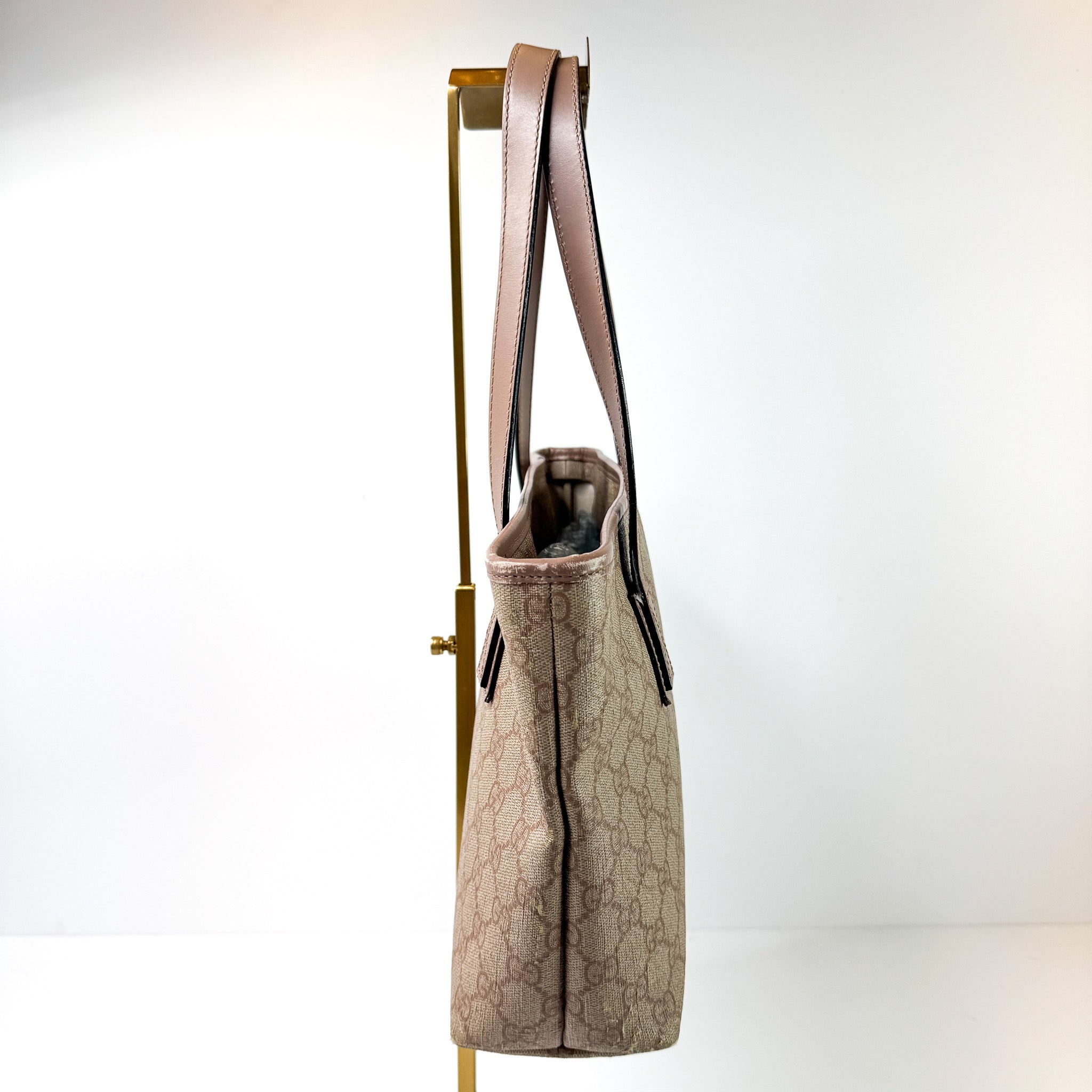 Pre-Owned Authentic Gucci Supreme Coated Canvas Beige GG Small Joy Tote Bag