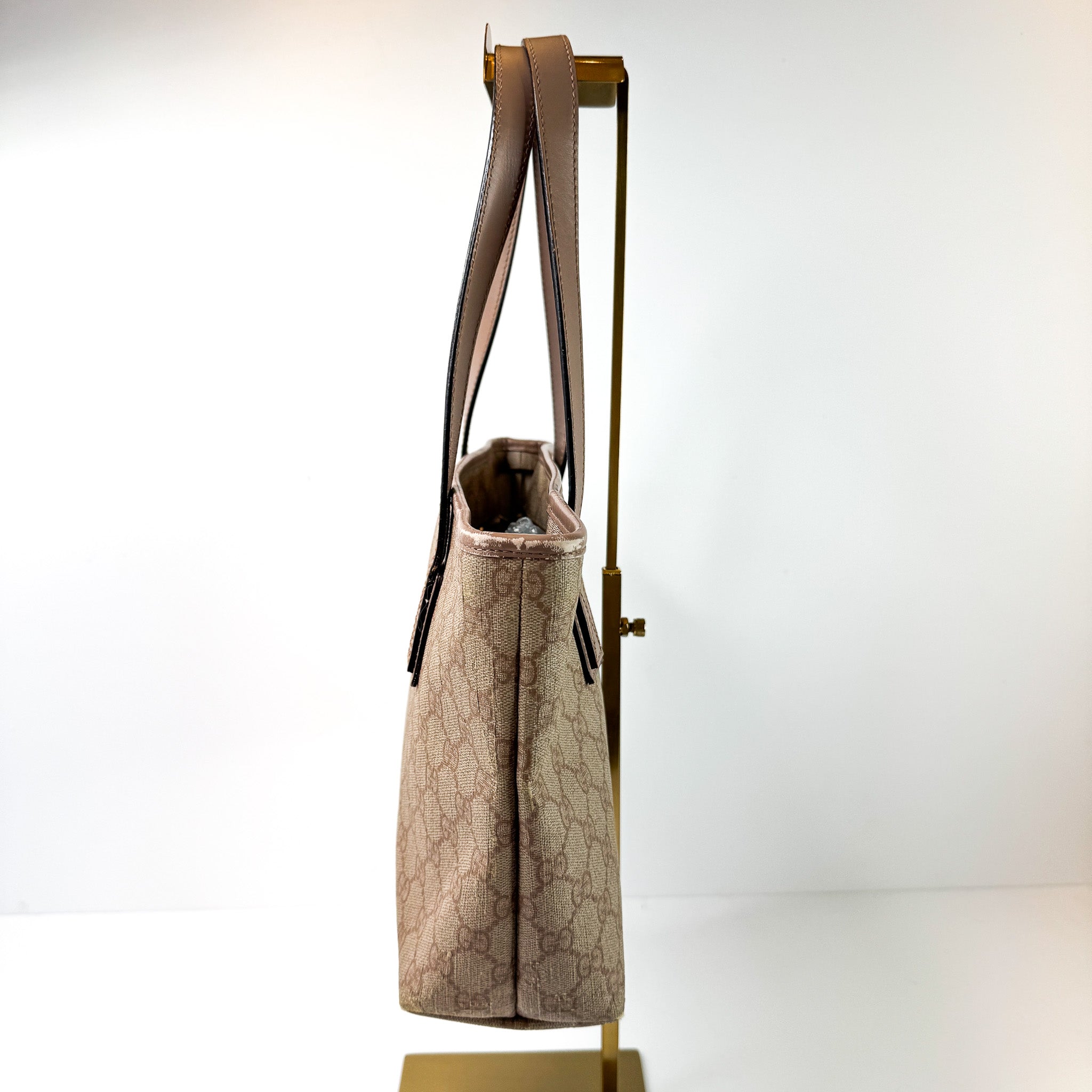 Pre-Owned Authentic Gucci Supreme Coated Canvas Beige GG Small Joy Tote Bag