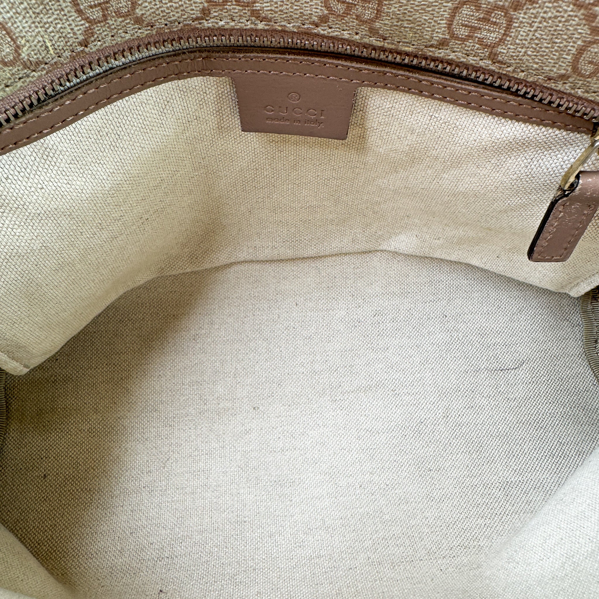 Pre-Owned Authentic Gucci Supreme Coated Canvas Beige GG Small Joy Tote Bag