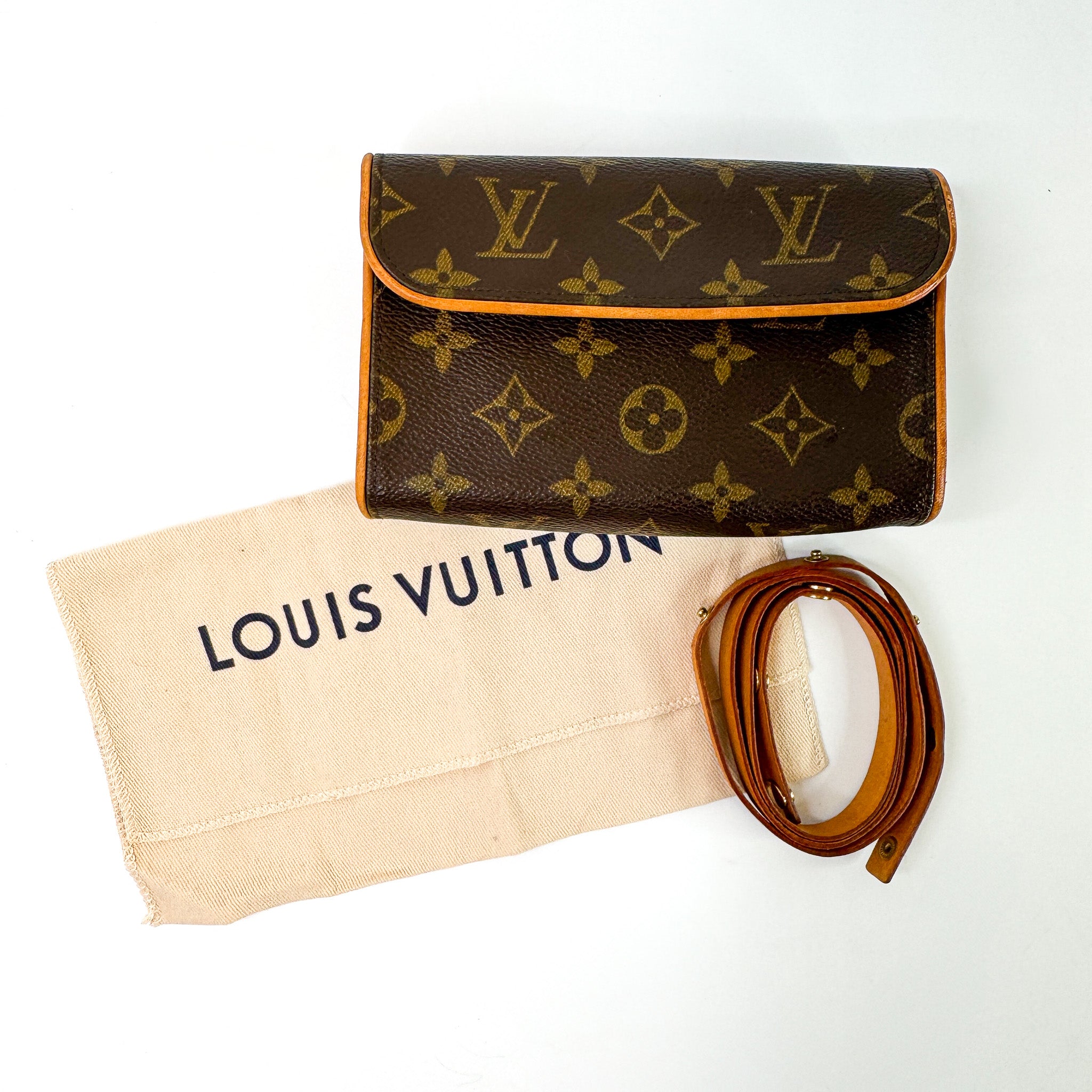 Pre-Owned Authentic Louis Vuitton Monogram Coated Canvas Pochette Florentine Bum Bag Belt Bag XS Full Set