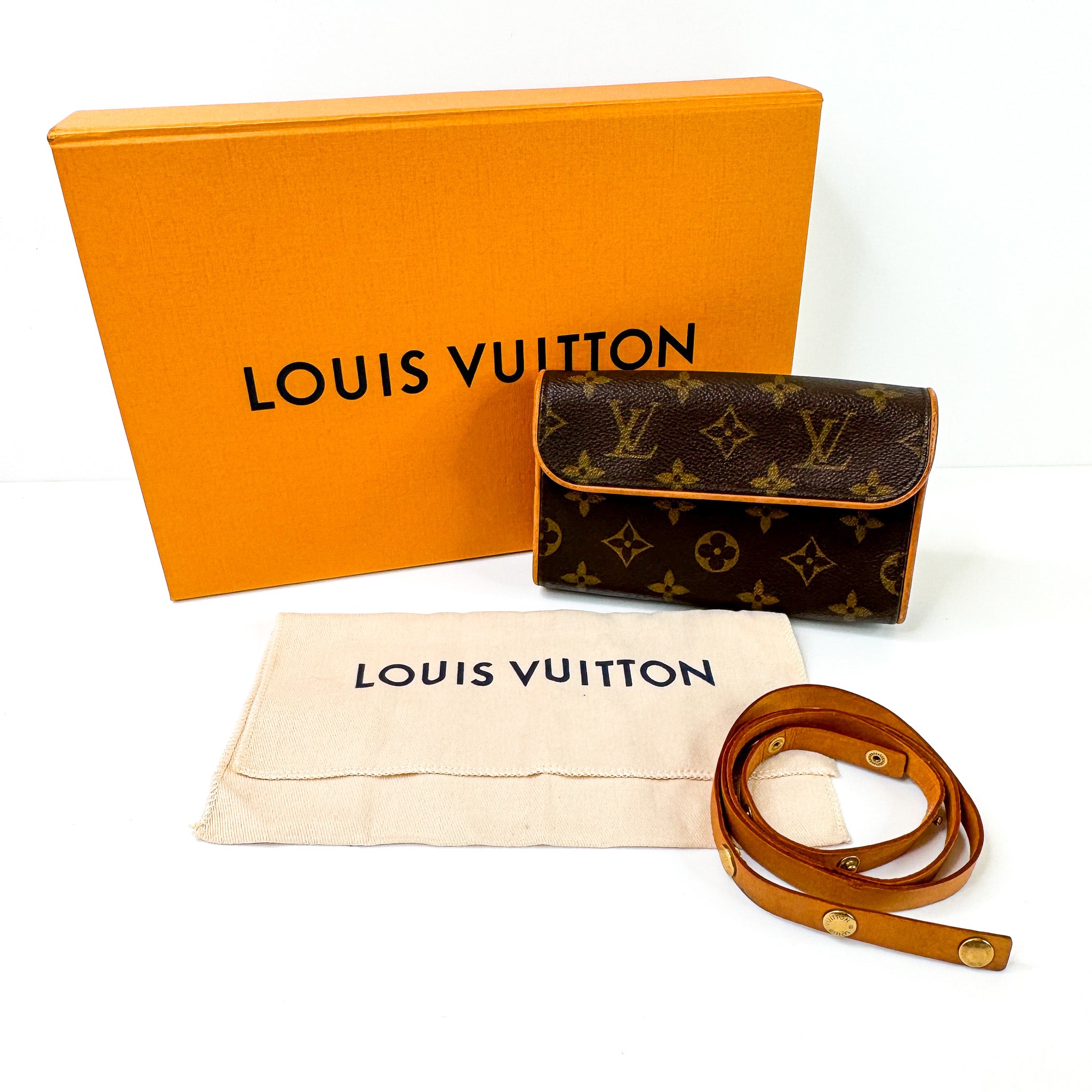 Pre-Owned Authentic Louis Vuitton Monogram Coated Canvas Pochette Florentine Bum Bag Belt Bag XS Full Set