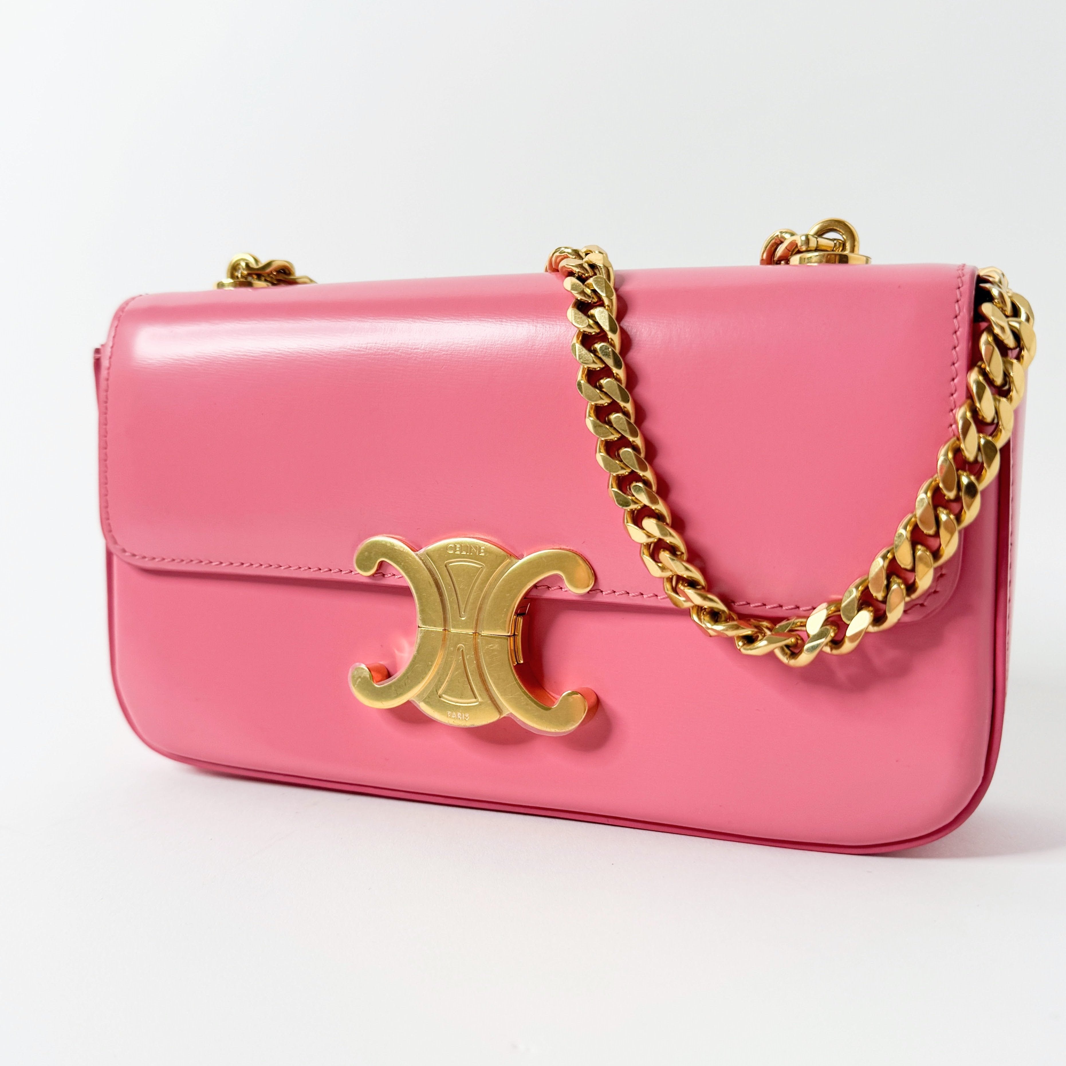 Pre-Owned Celine Calfskin Shoulder Bag in Flamingo Pink